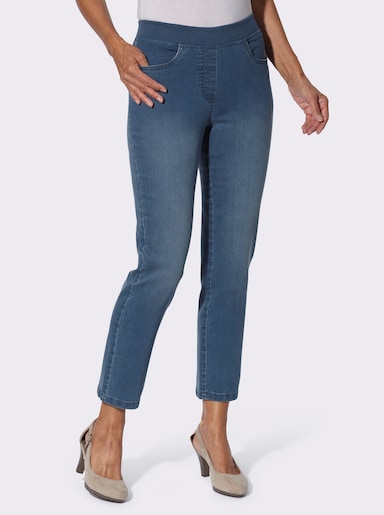 Schlupfjeans mit Stretch-Bund - blue-stone-washed