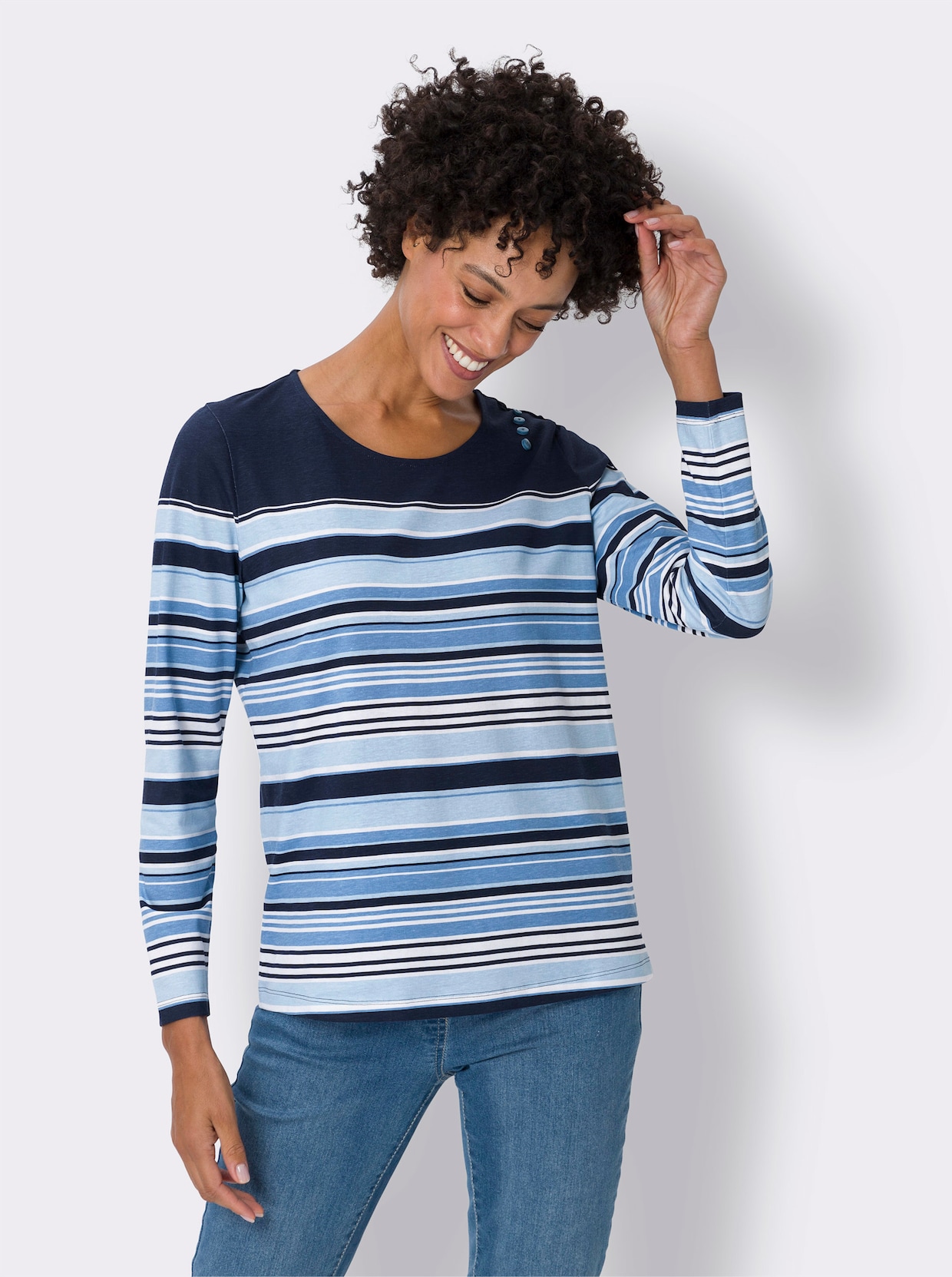 Shirt met lange mouwen - marine/middenblauw gestreept
