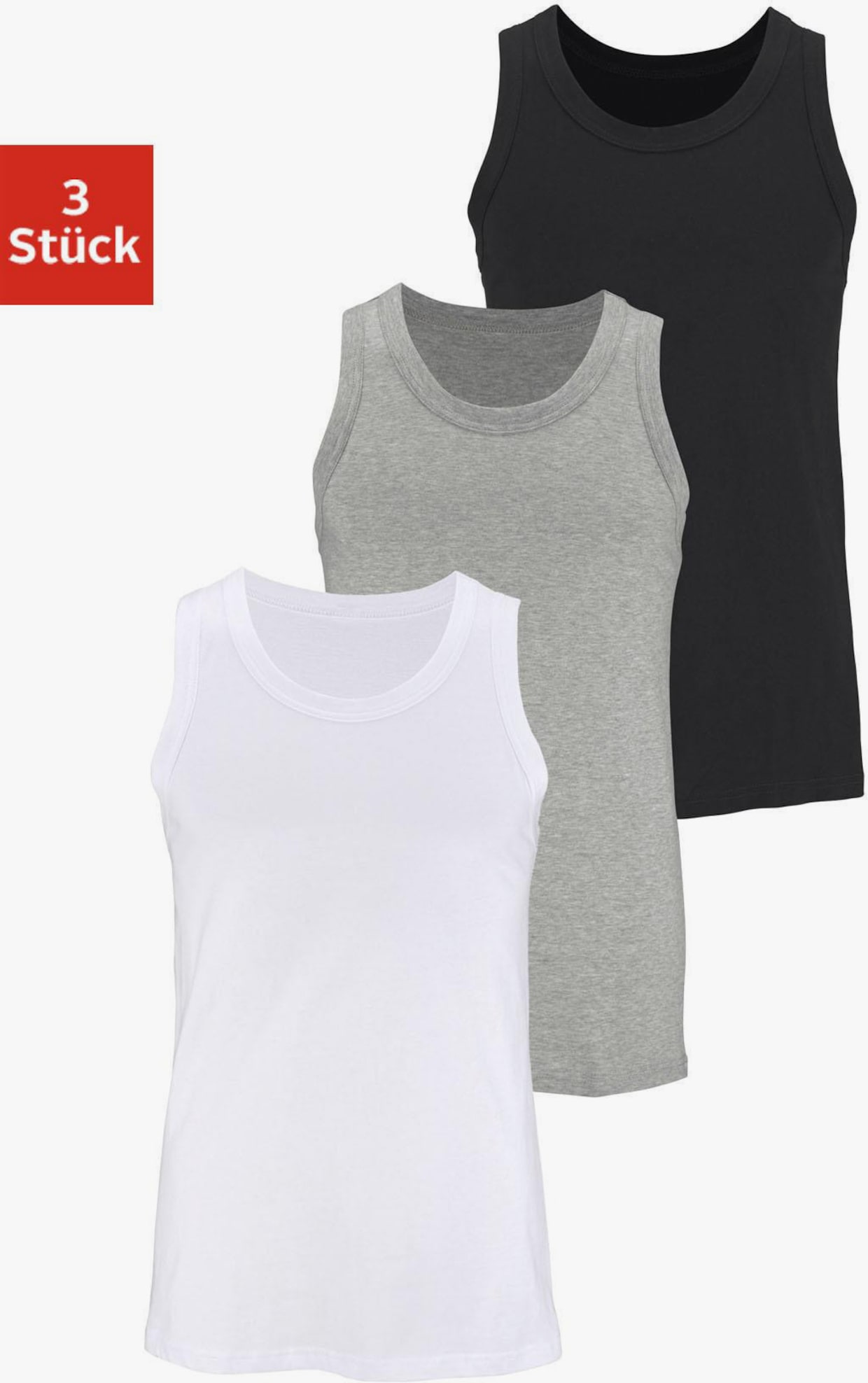 H.I.S Tanktop - grijs gemêleerd, wit, zwart