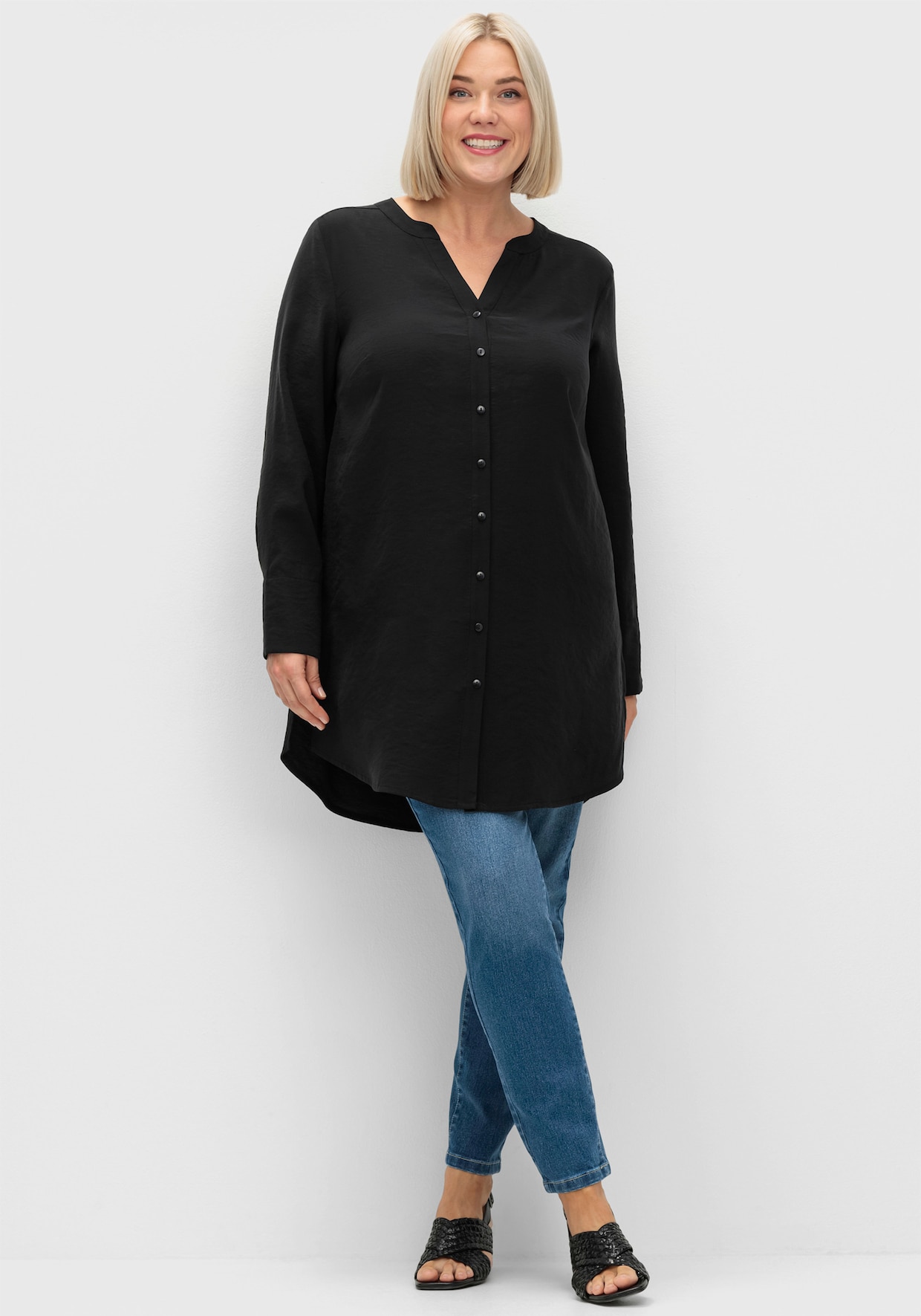 sheego Longbluse - schwarz