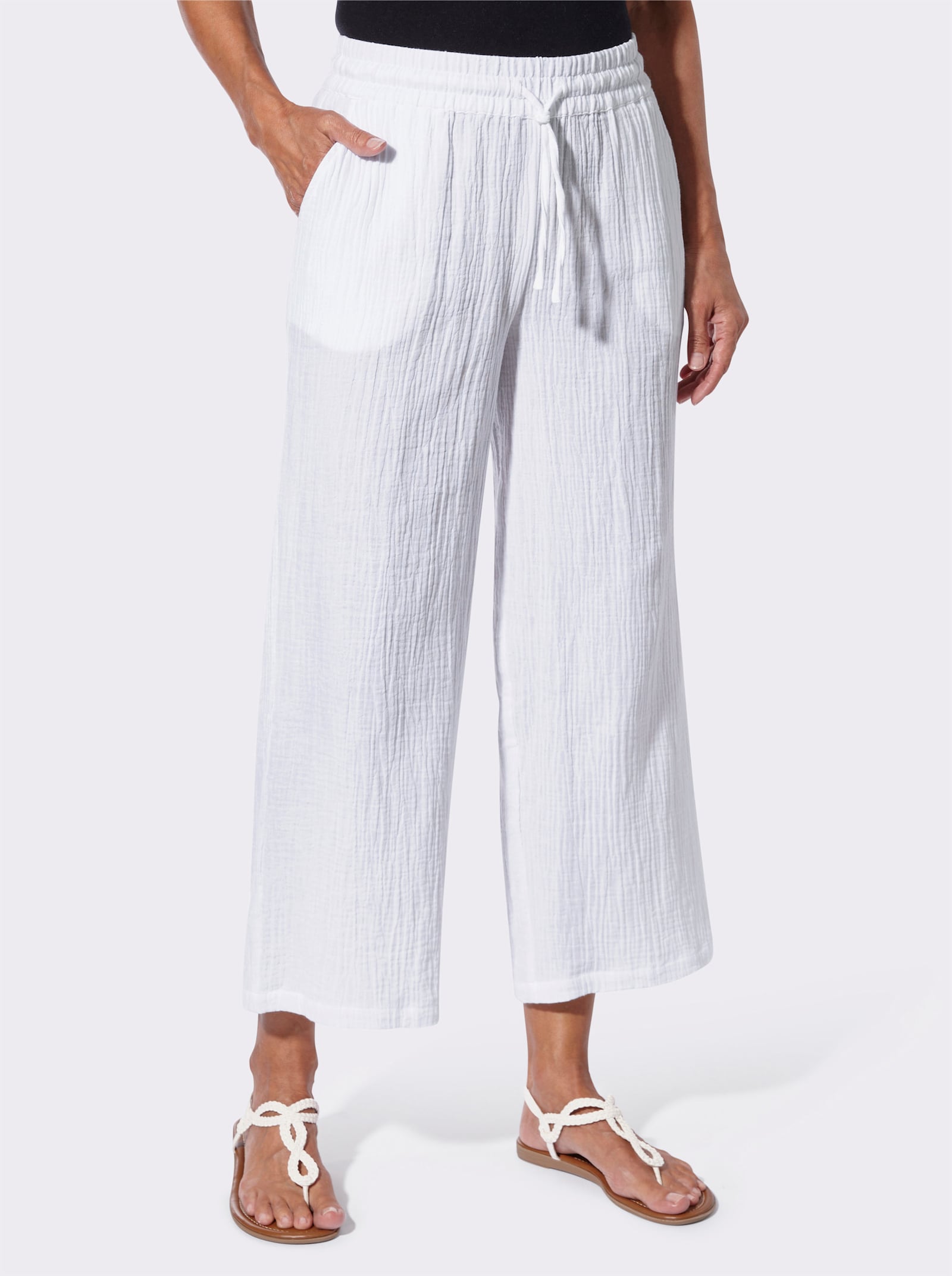 Culotte van structuurmateriaal - wit