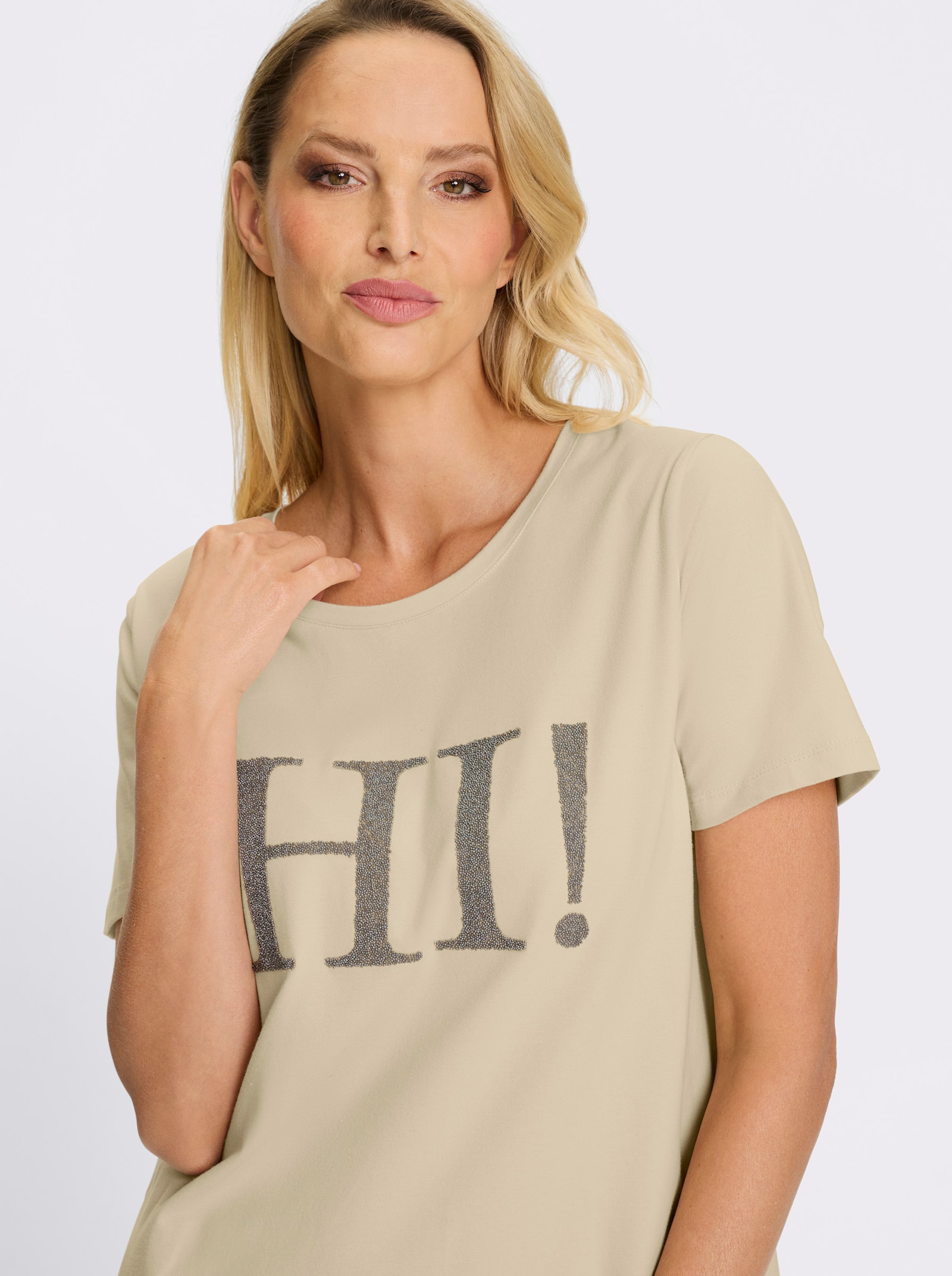 heine T-Shirt mit Schriftzug - sand