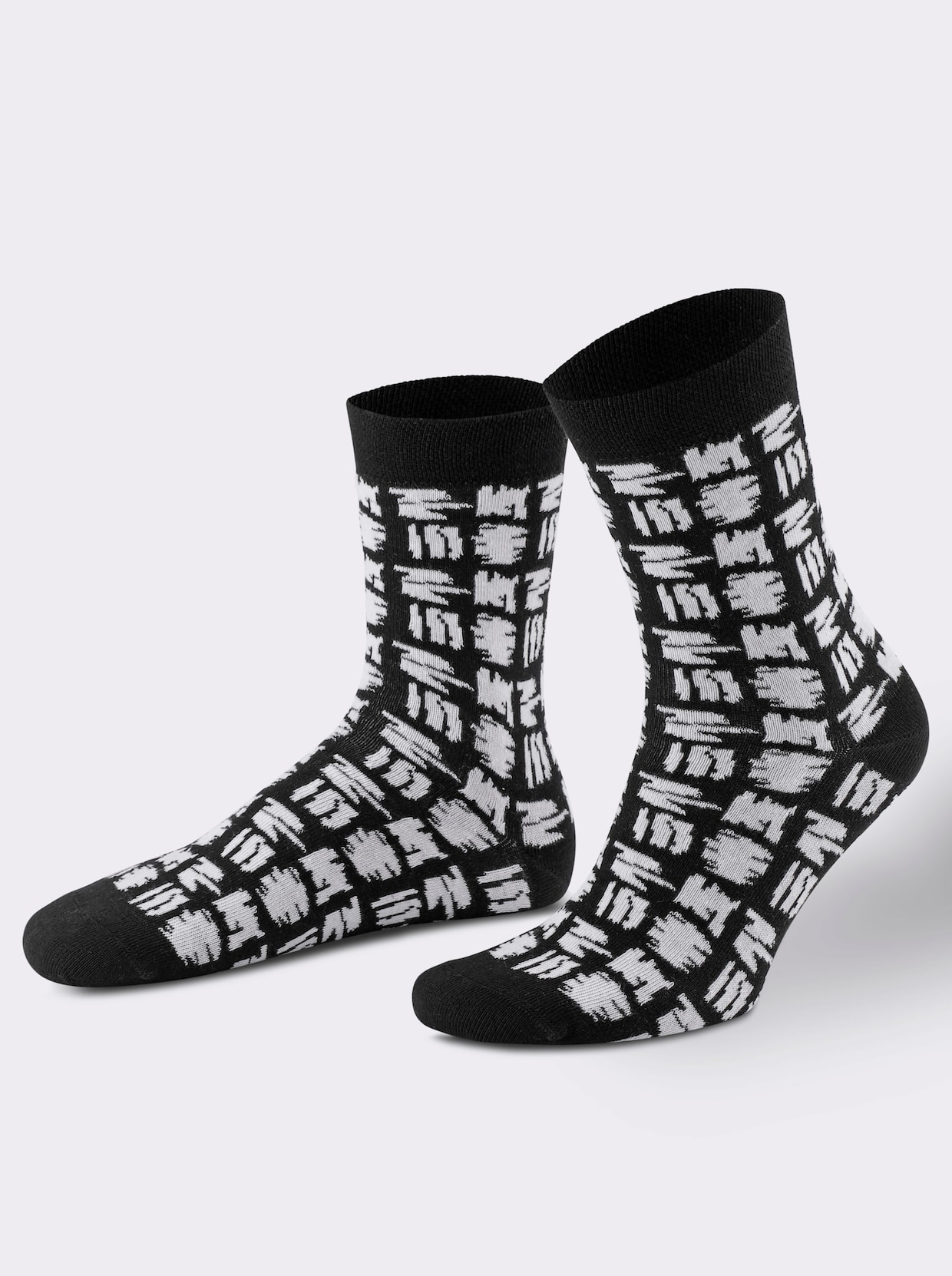 wäschepur Dámské ponožky - bílá-černá-vzor