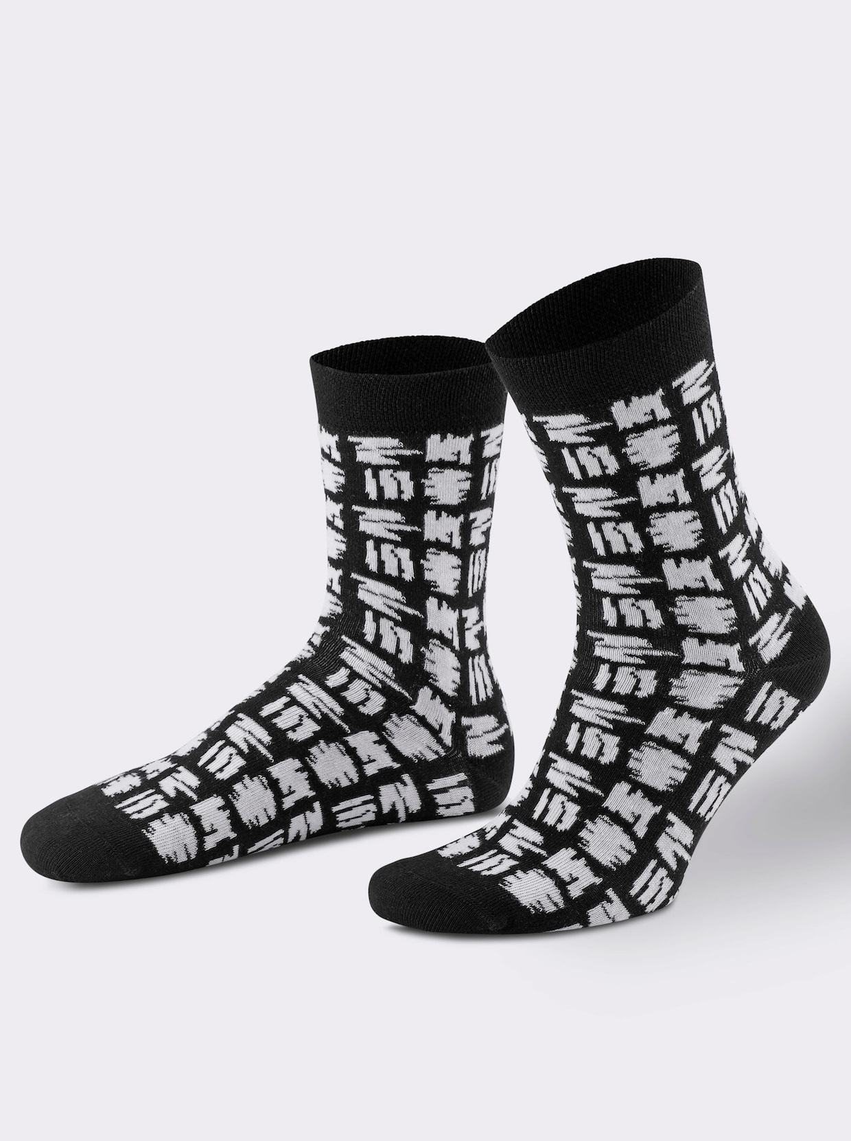 wäschepur Damen-Socken - weiß-schwarz-gemustert