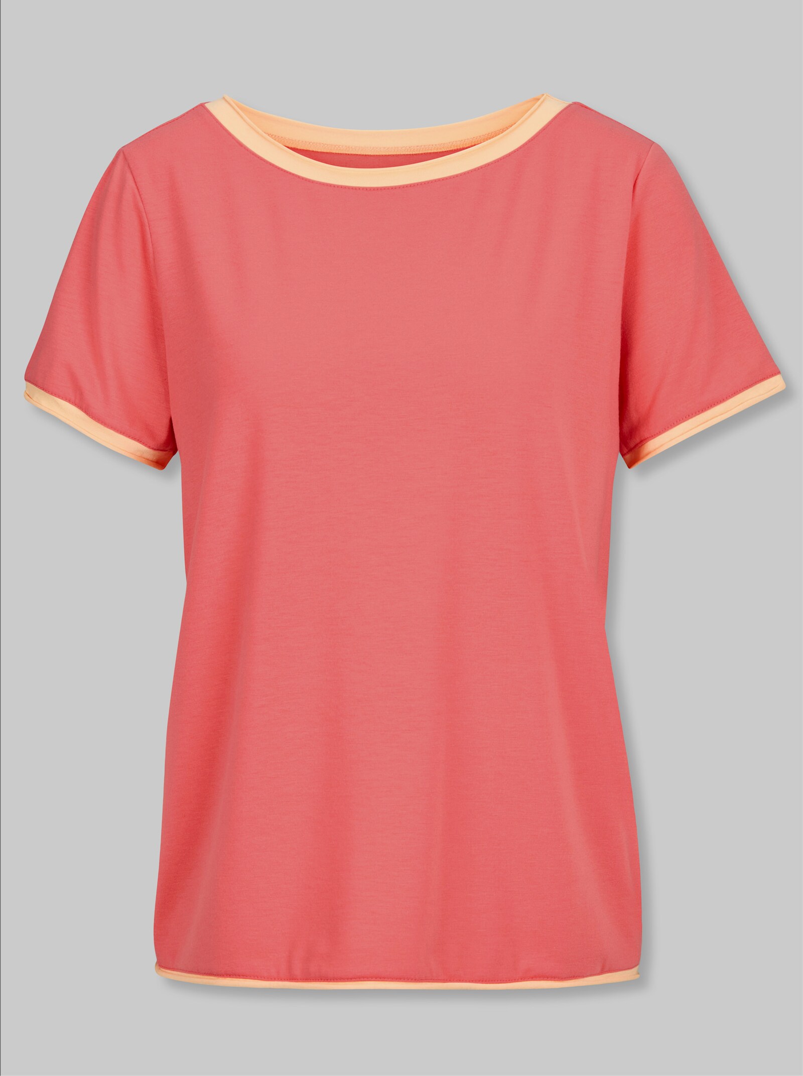 heine Kurzarmshirt mit Rollkanten - koralle-apricot