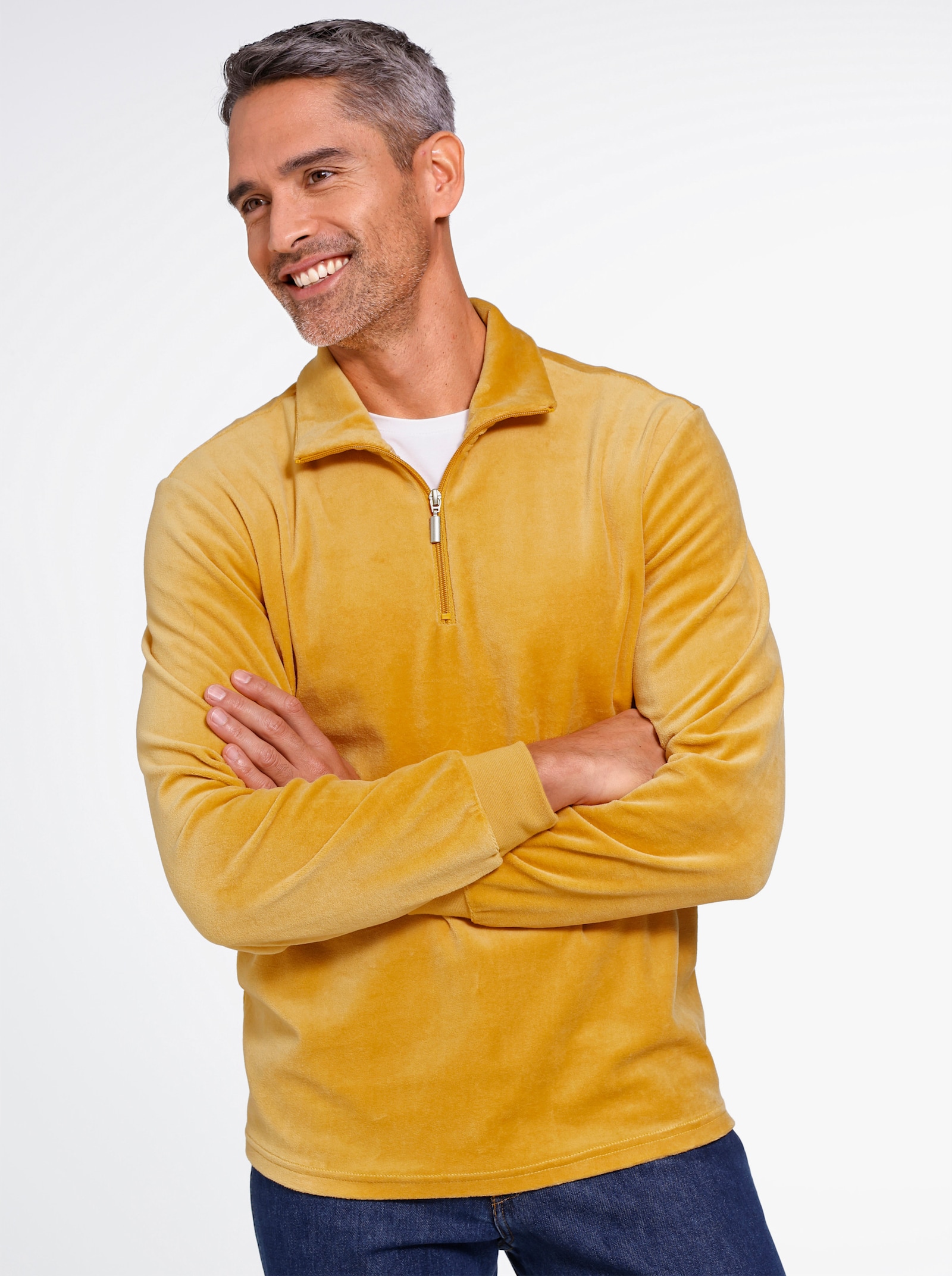 Tričko s dlouhým rukávem z materiálu nicki - okrová