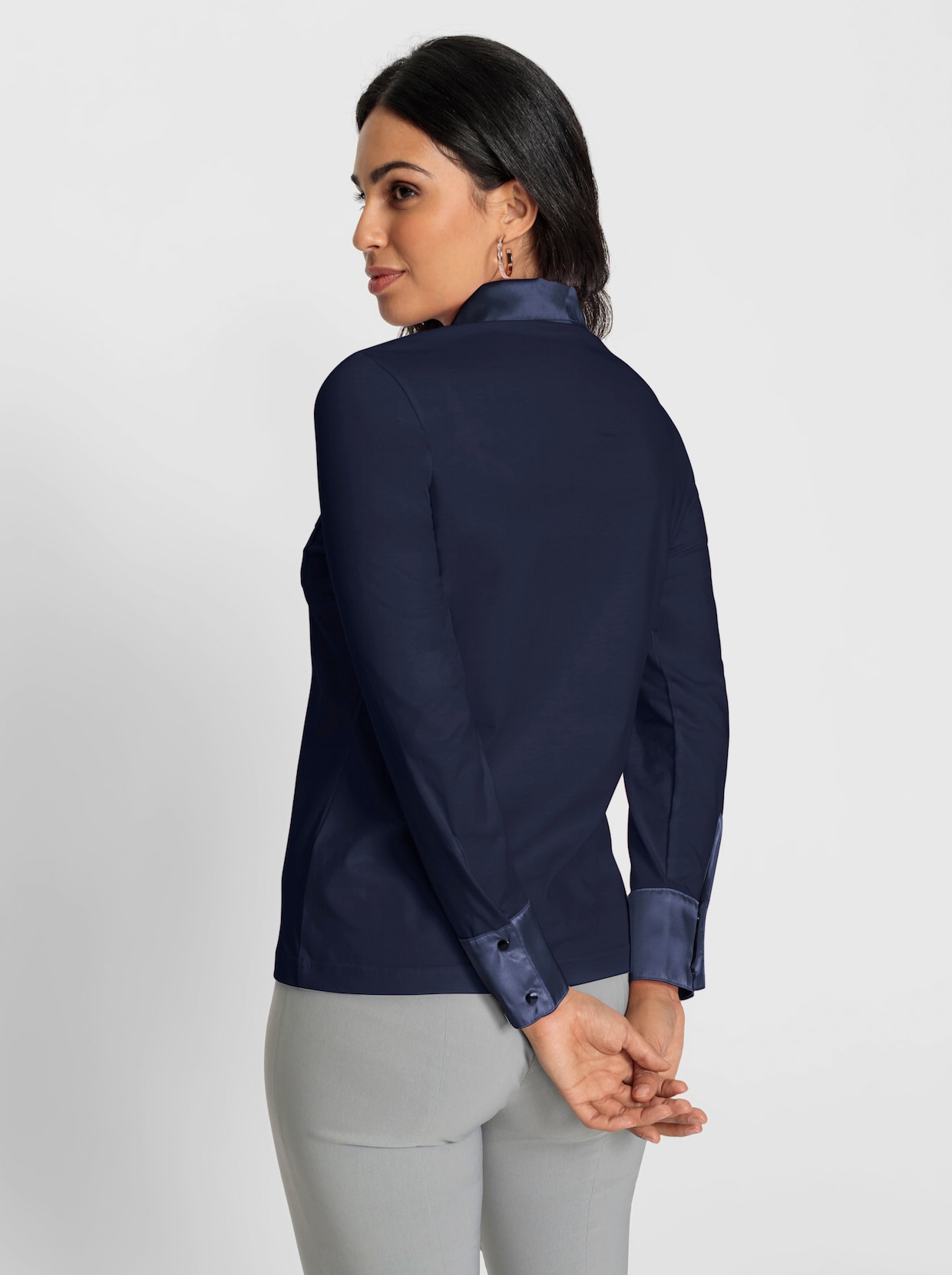 Poloshirt met lange mouwen - nachtblauw