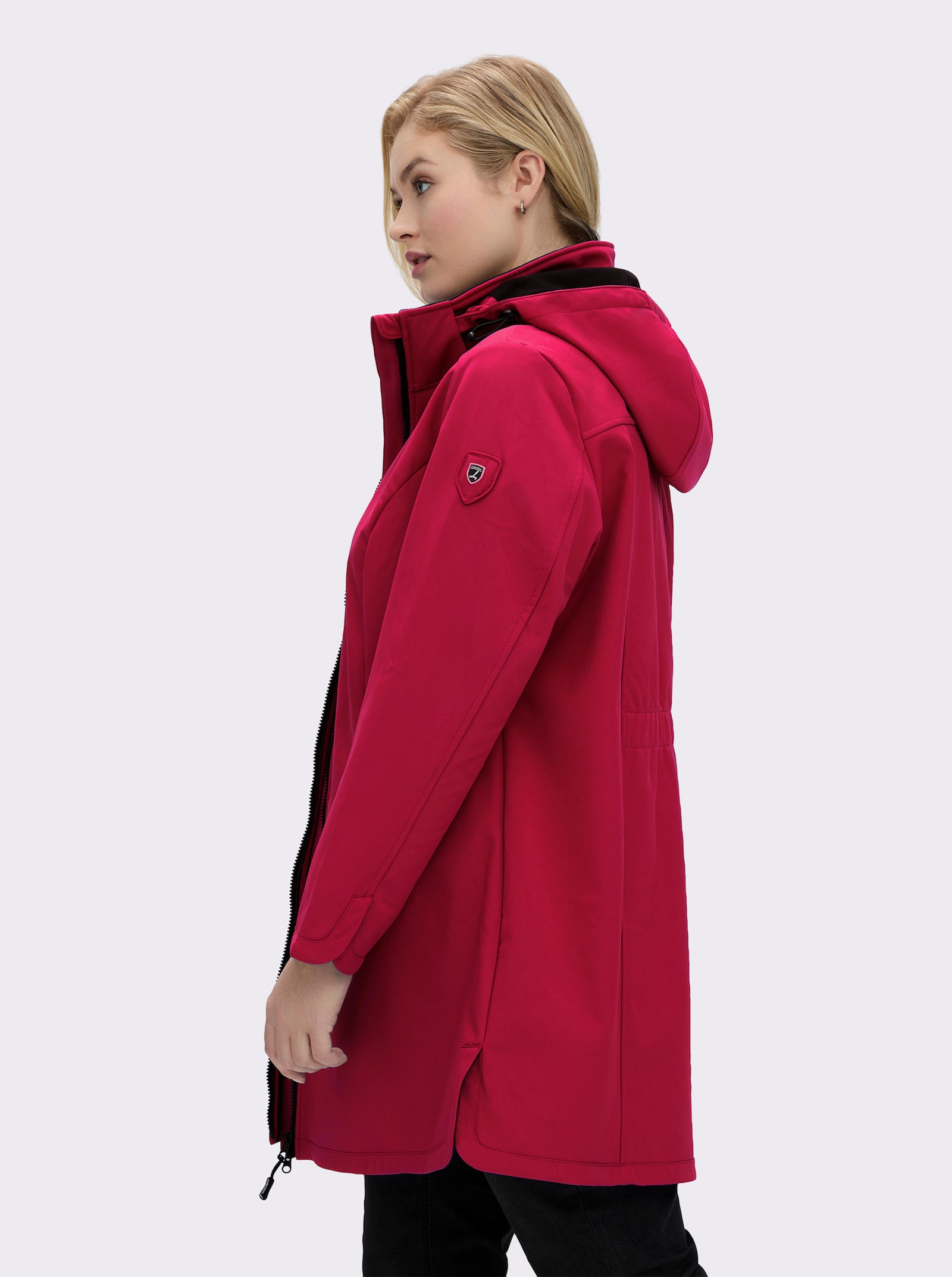 Softshelljacke mit Gummizug im Rücken - rot