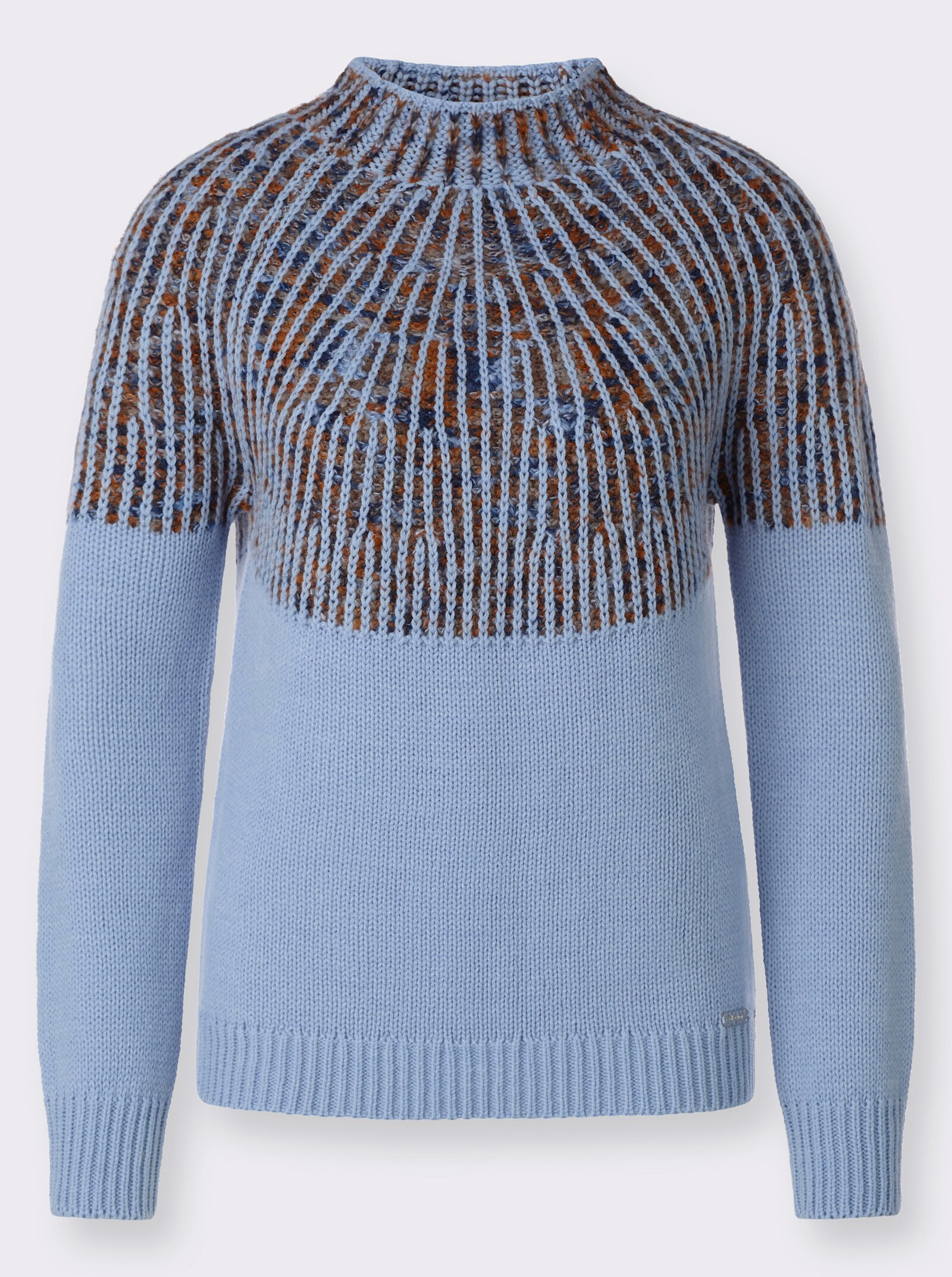 Norwegerpullover mit Rippabschlüssen - bleu-cognac-gemustert