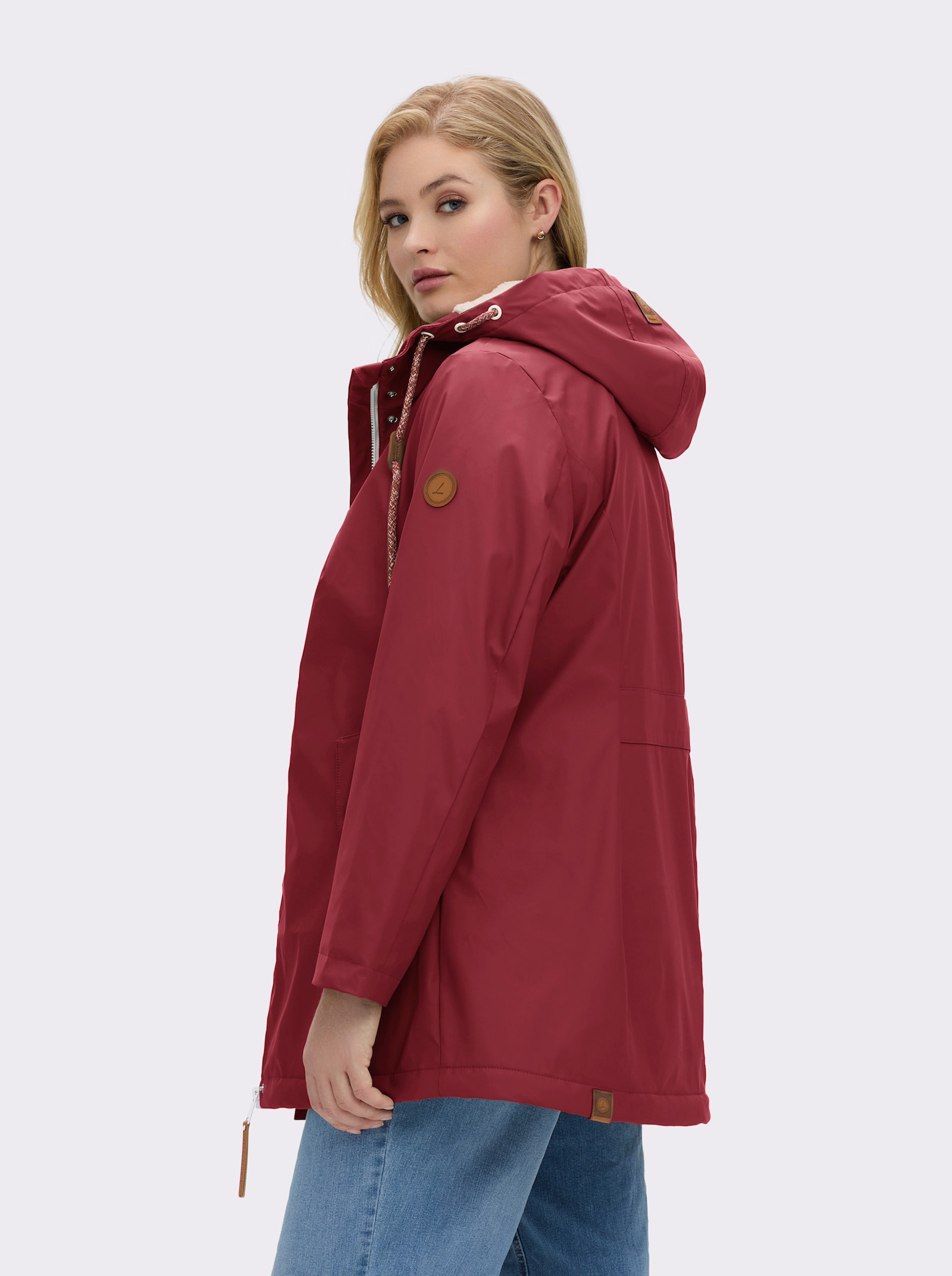 Jacke mit Teddy-Futter - dunkelrot