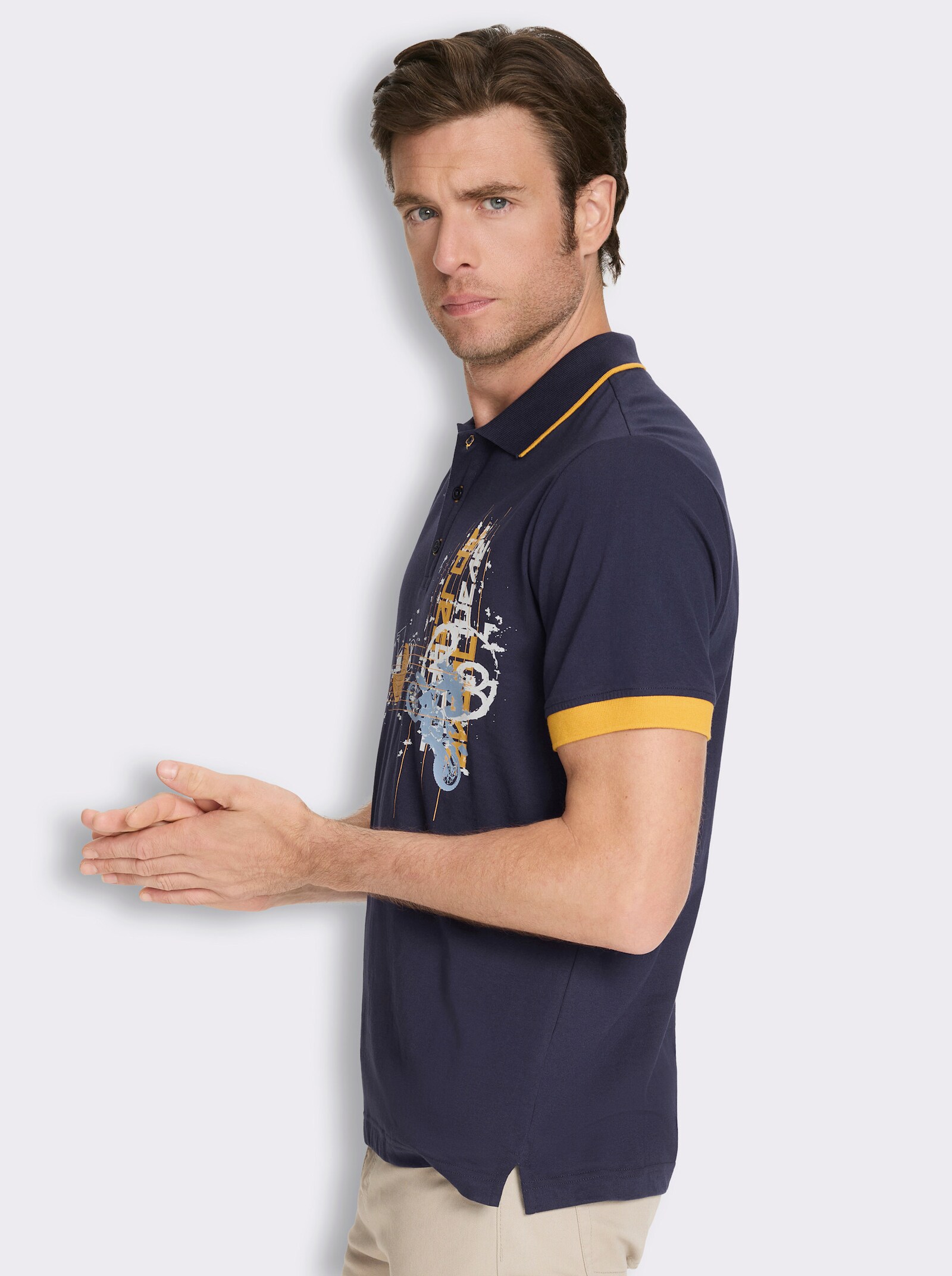 Poloshirt mit Print - marine-bedruckt