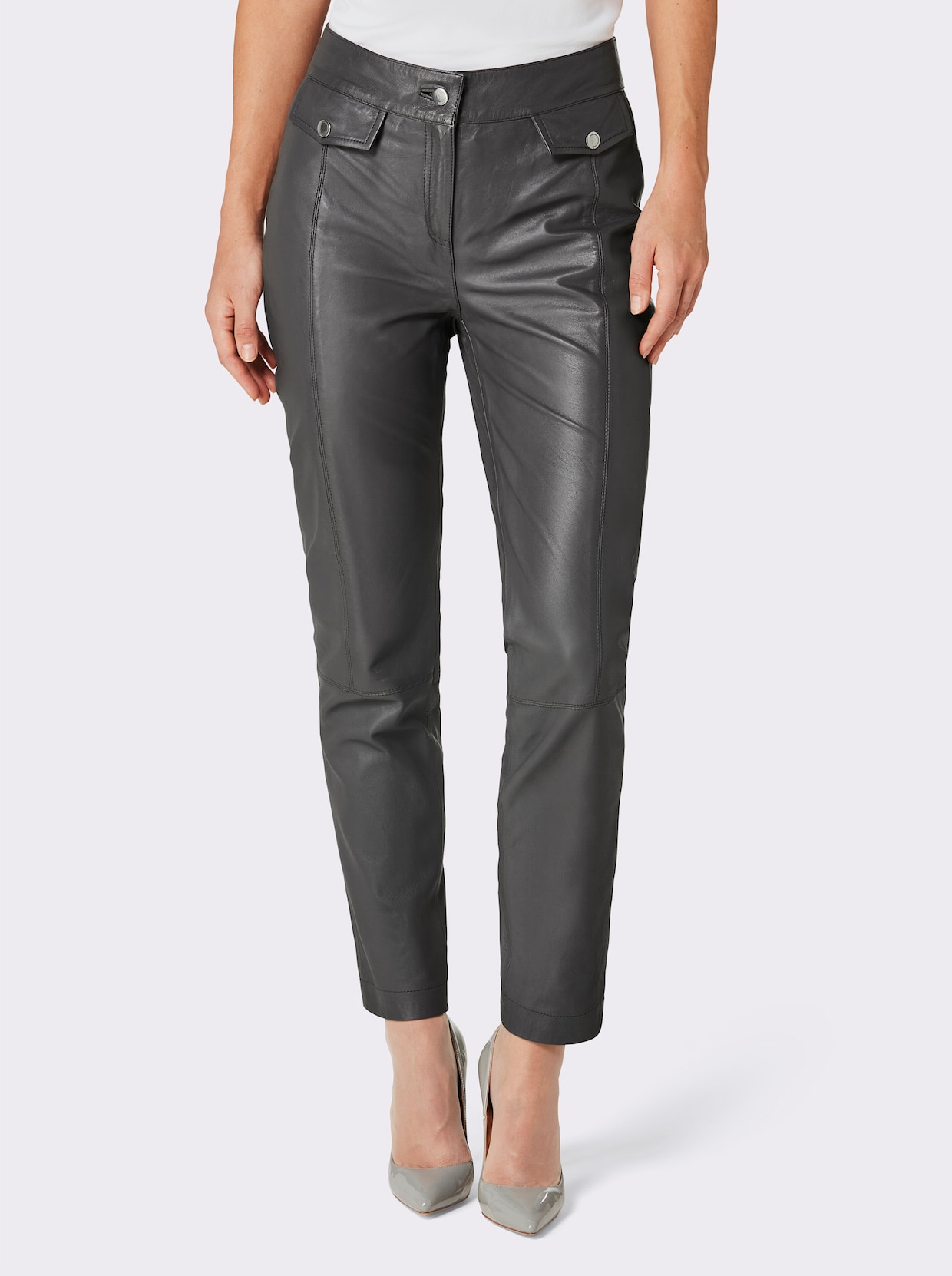 Mainpol Pantalon cuir agneau nappa - anthracite