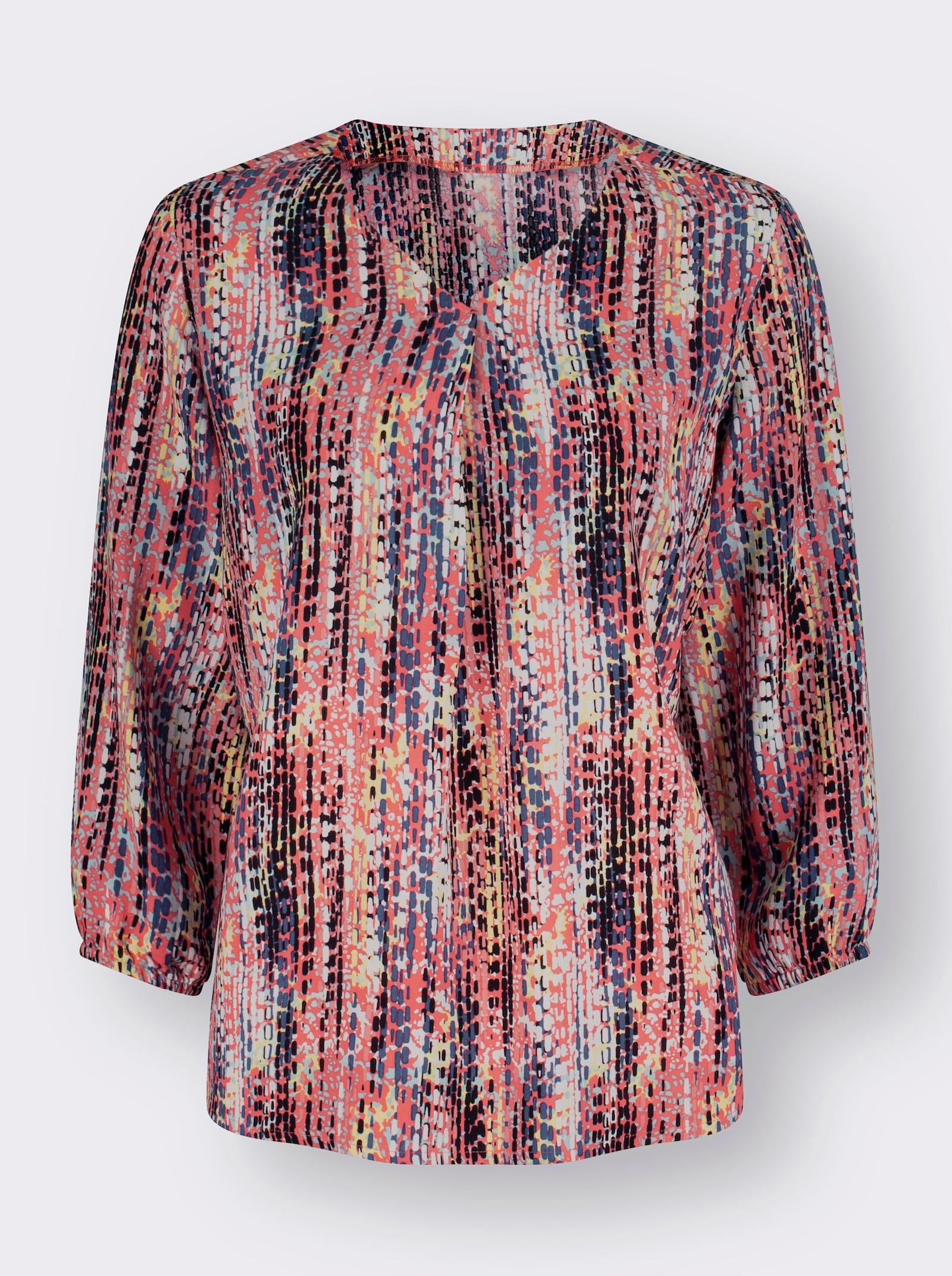 Druckbluse mit elastischen Bündchen - rosenquarz-rauchblau-bedruckt