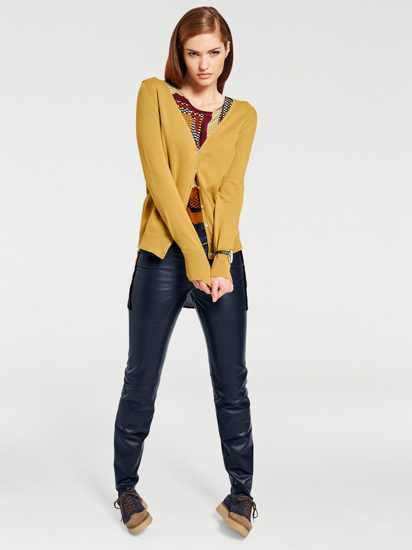 heine Feinstrickjacke im Cardigan-Style - senfgelb