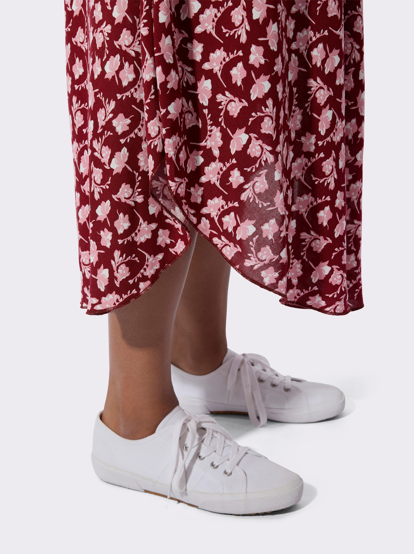 Druckkleid zum Reinschlüpfen - bordeaux-weiß-bedruckt