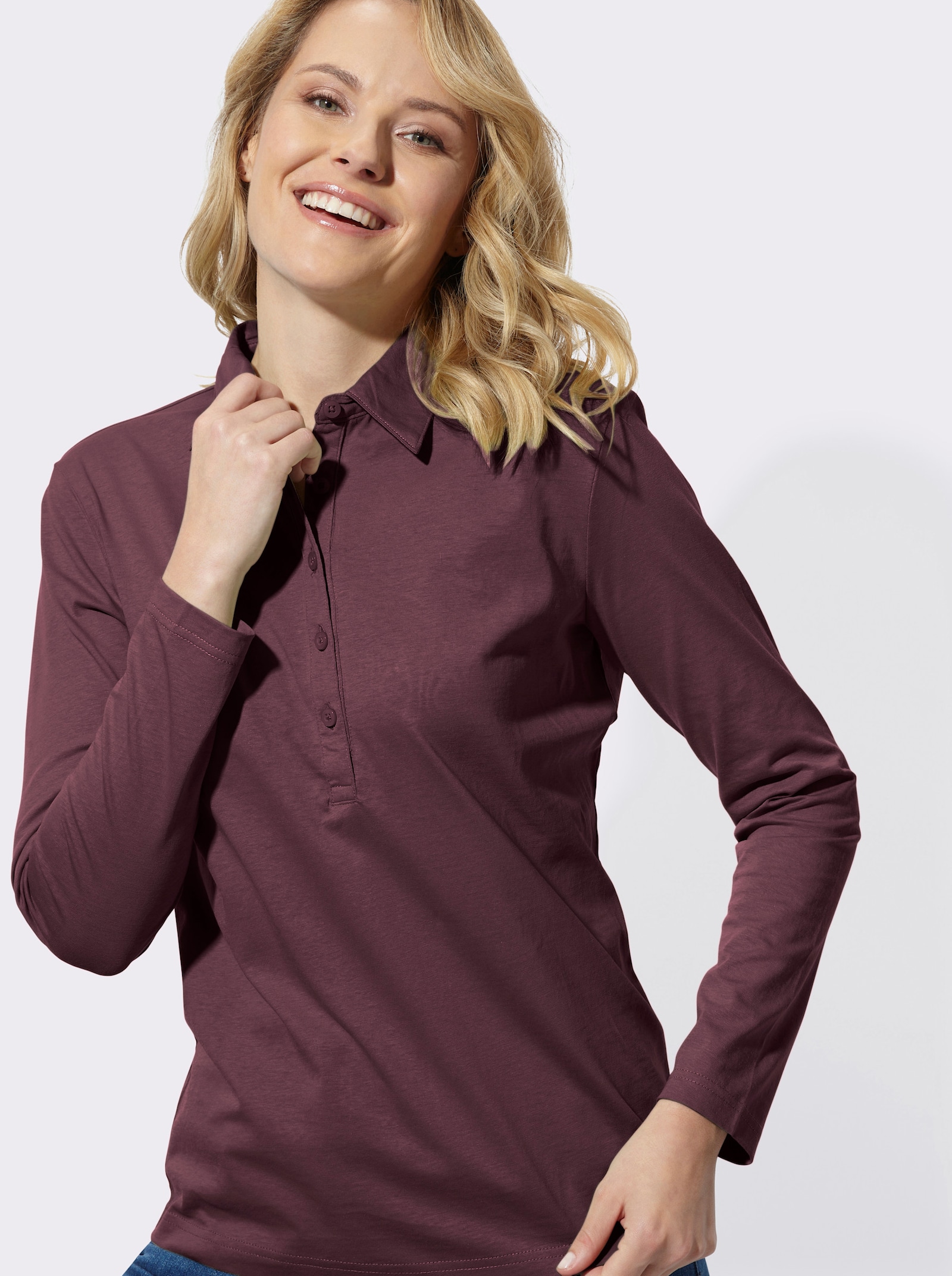 Poloshirt aus reiner Baumwolle - burgund