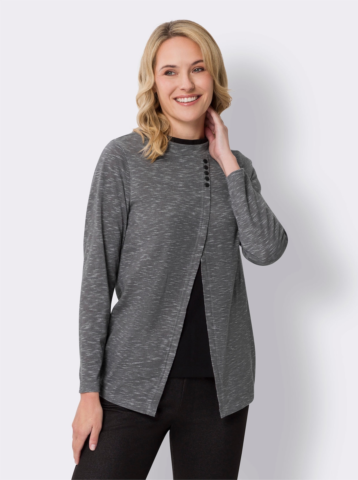 Tuniekshirt - antraciet/ecru gemêleerd