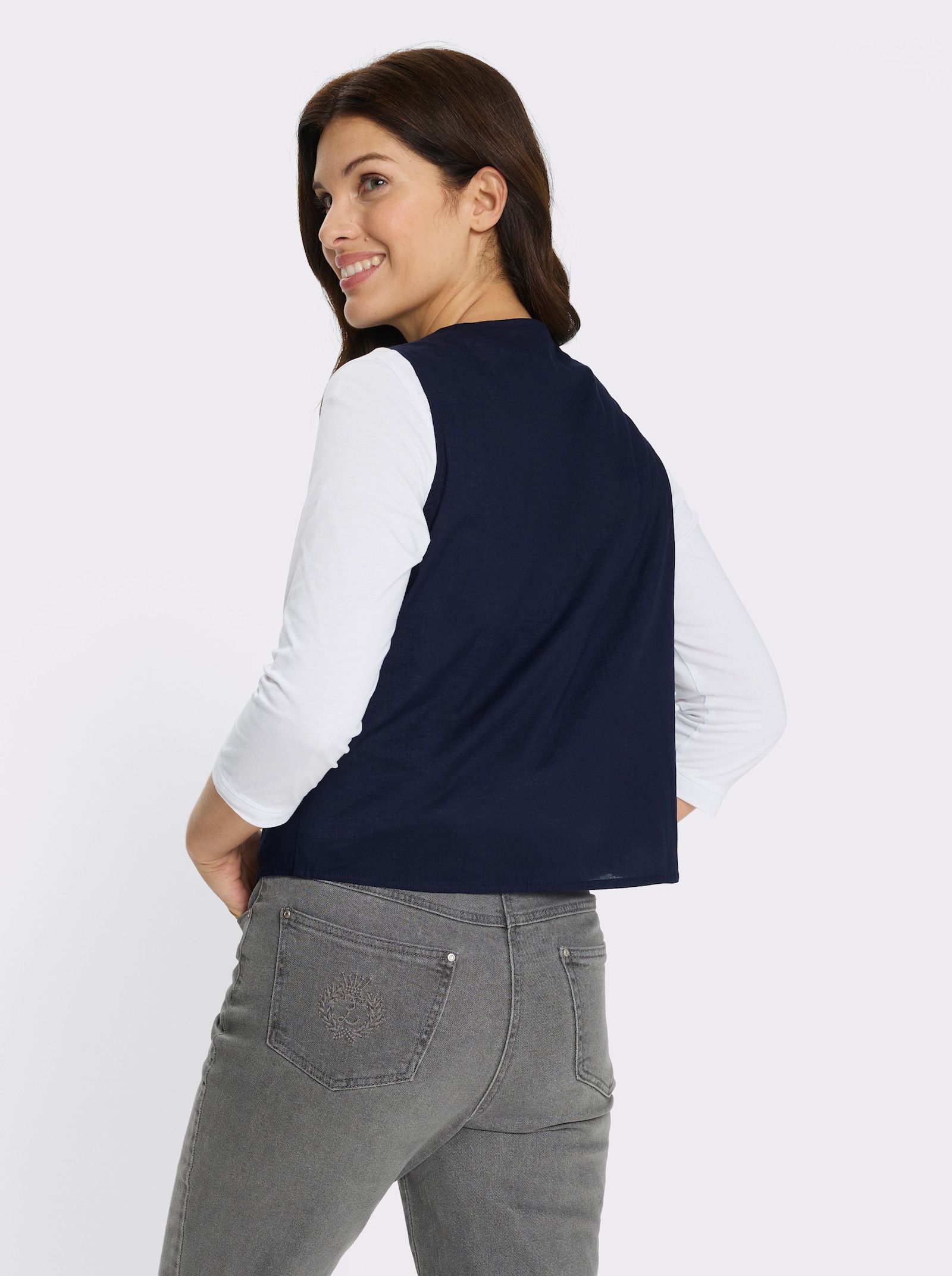 Gilet met kantinzet voor - marine