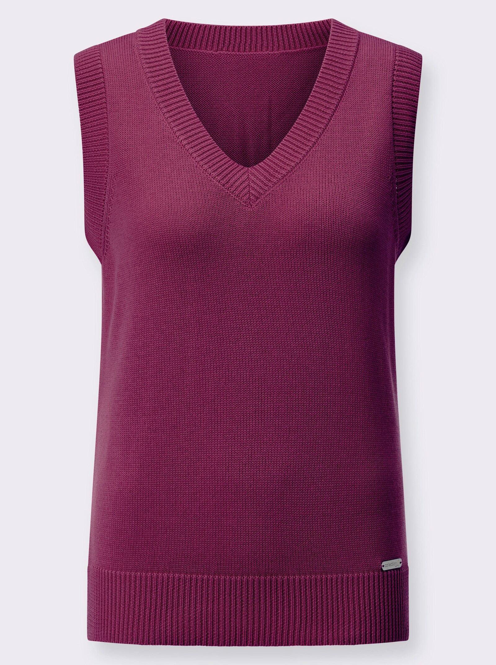 Pullunder mit Ripp-Abschlüssen - fuchsia