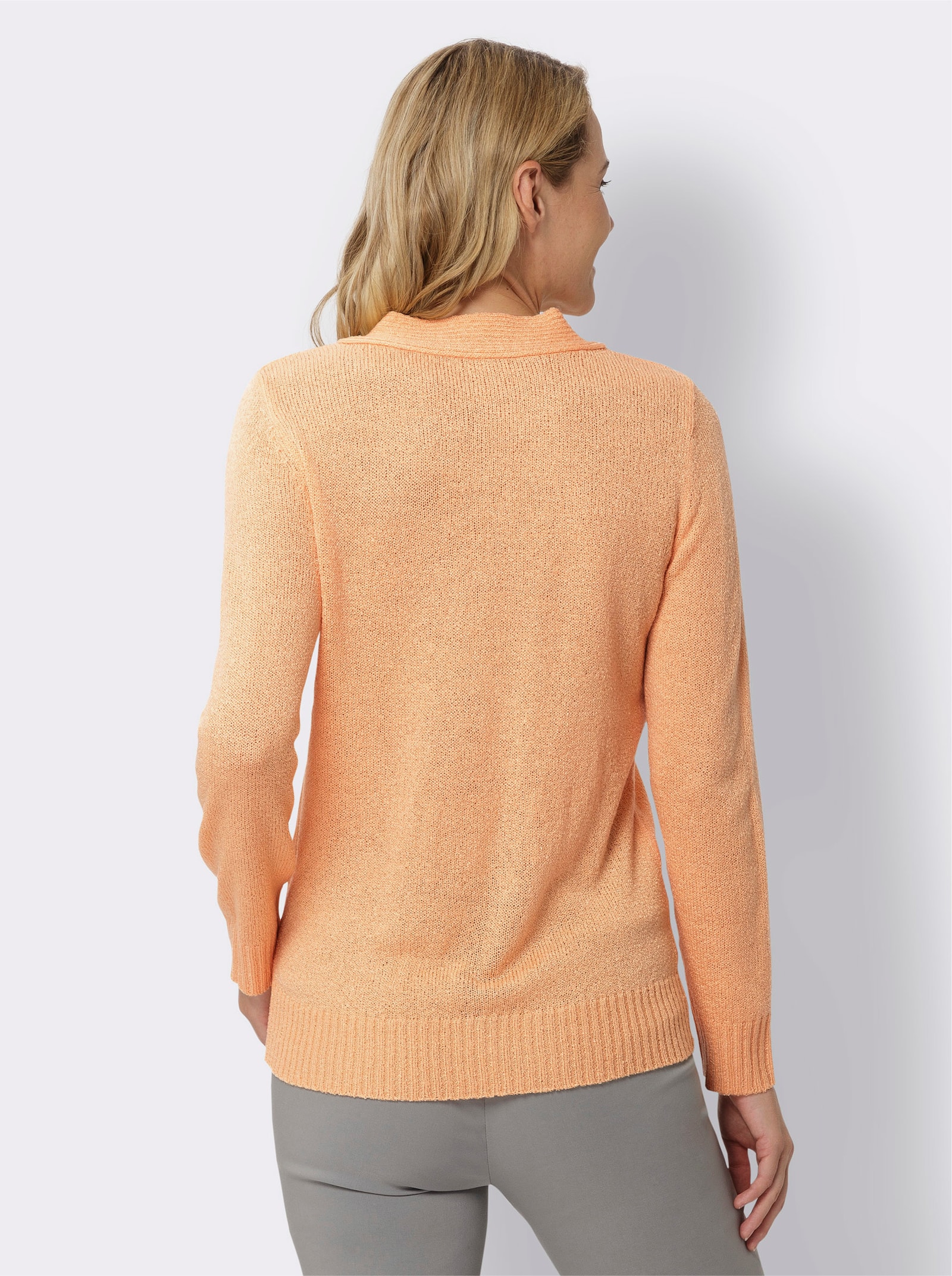 Svetr s dlouhým rukávem ve vzhledu 2 v 1 - meruňková