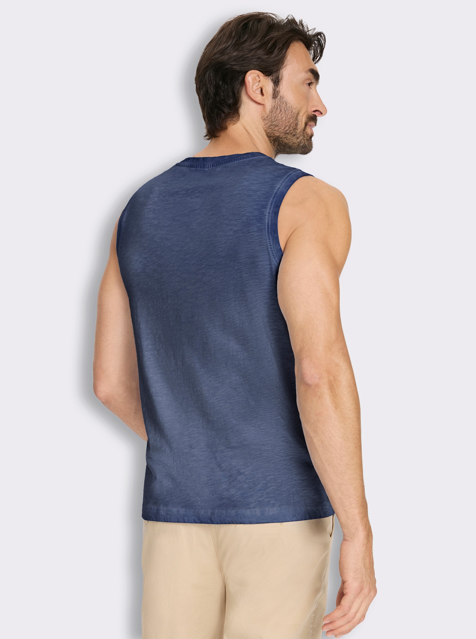 V-Shirt ärmellos, aus Baumwolle - marine