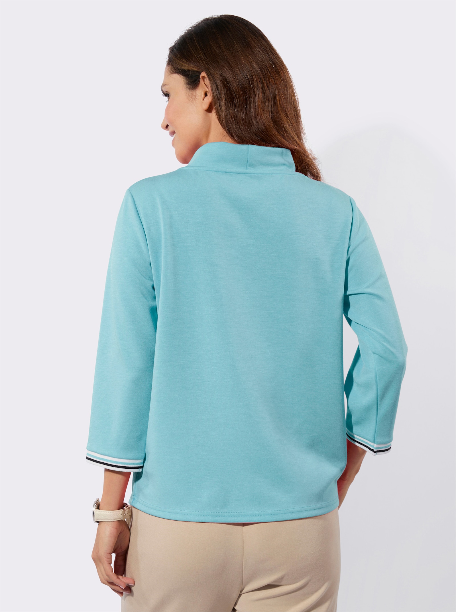 Stehkragenshirt in Super-Soft-Qualität - aquamarin