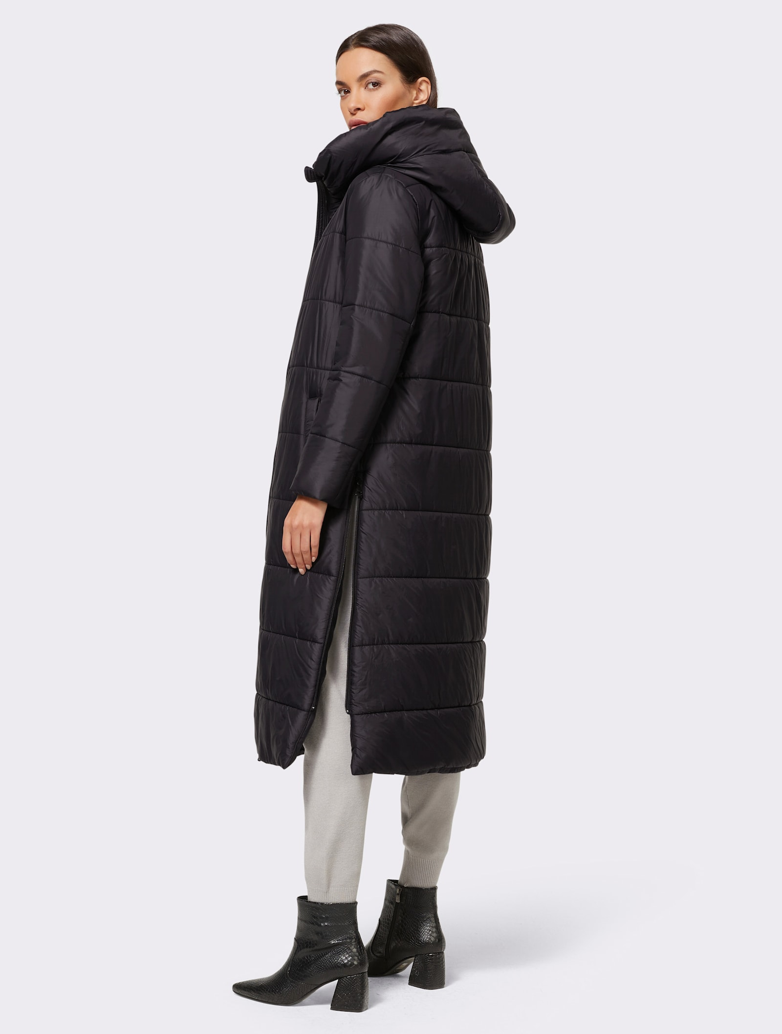 heine Manteau matelassé avec fentes latérales - noir