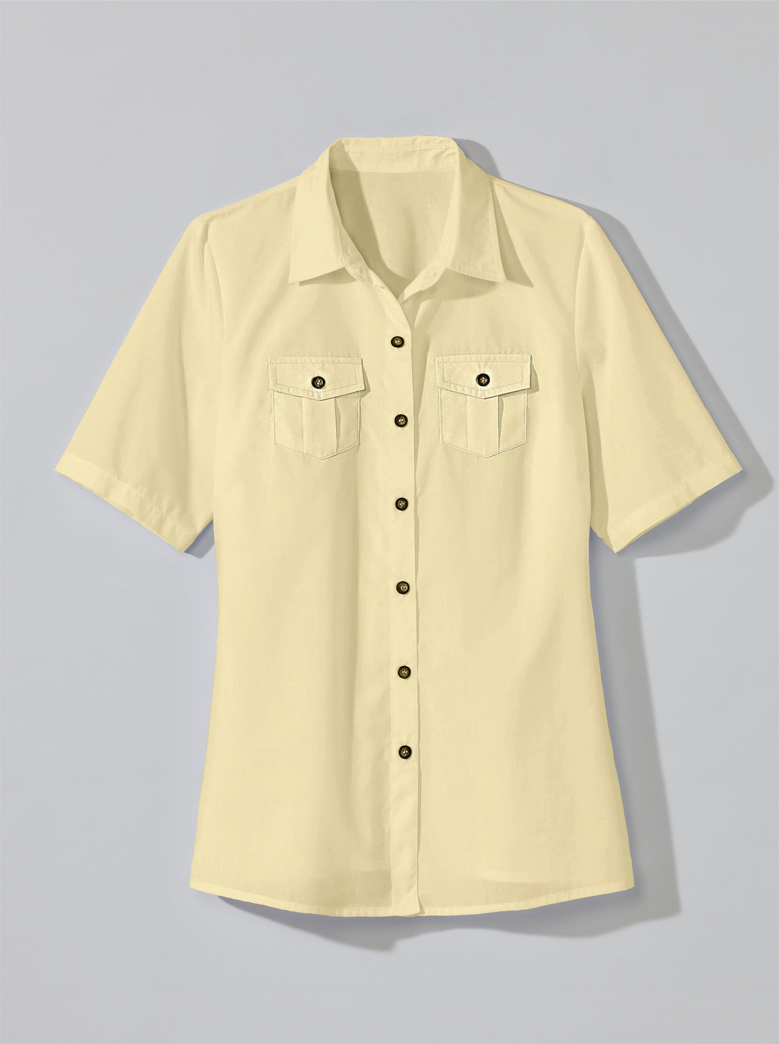 Košeľová blúzka, vrecká na hrudi - vanilkovo žltá