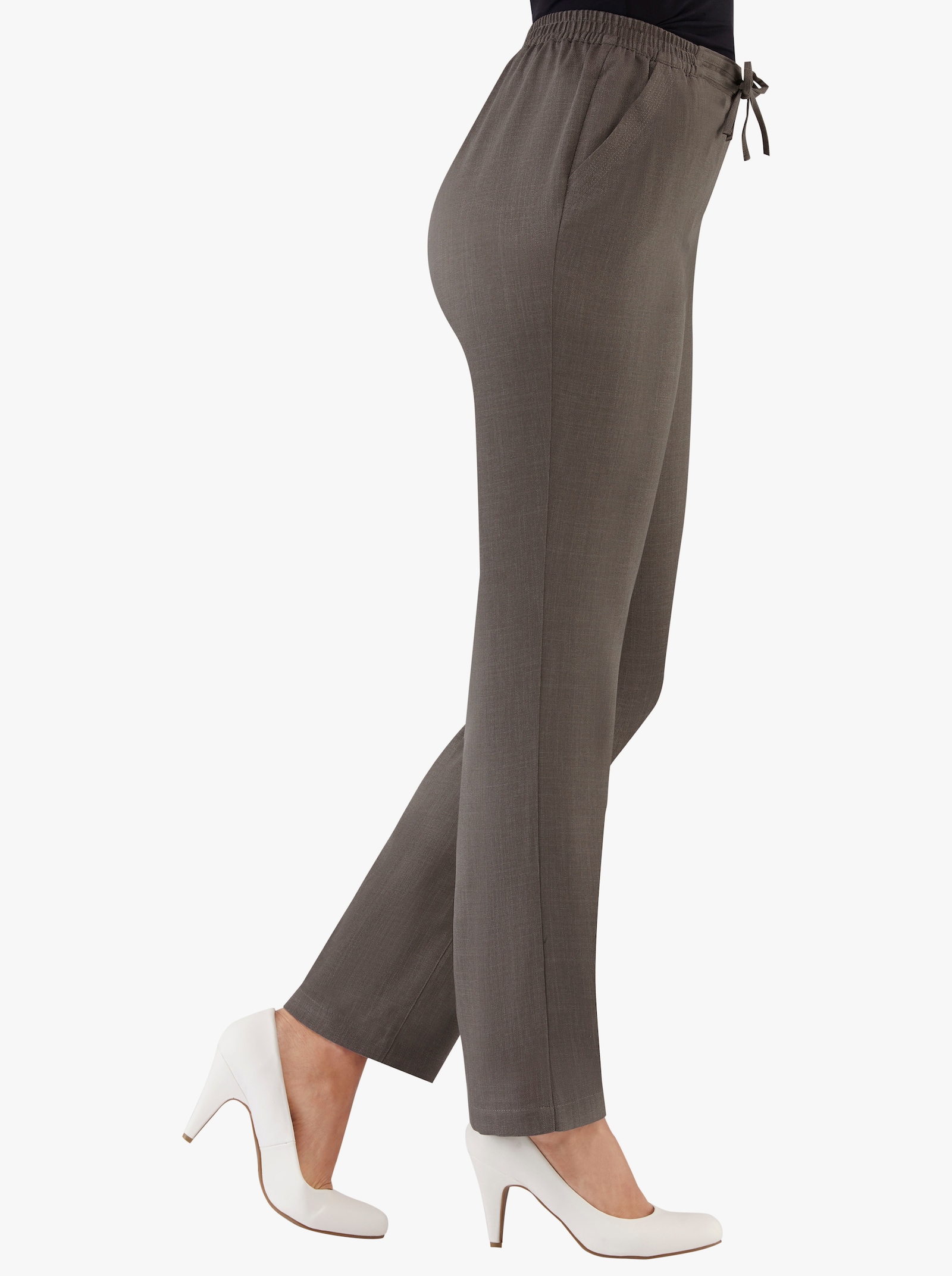 Schlupfhose in Leinen-Optik - taupe
