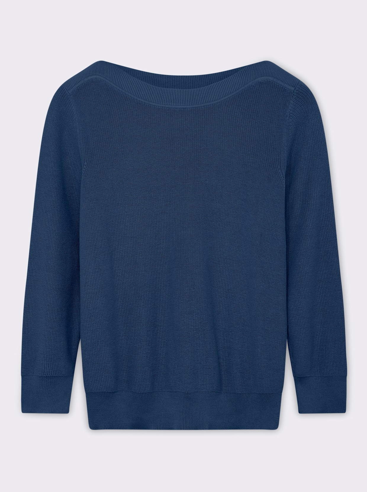 Strickpullover in Ripp-Optik - jeansblau