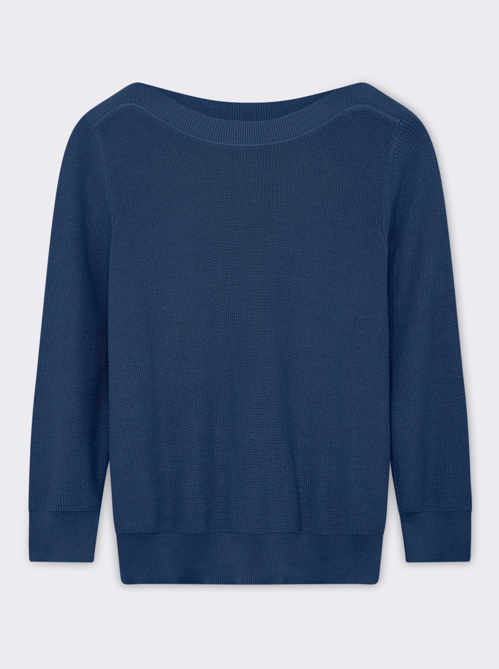 Strickpullover in Ripp-Optik - jeansblau