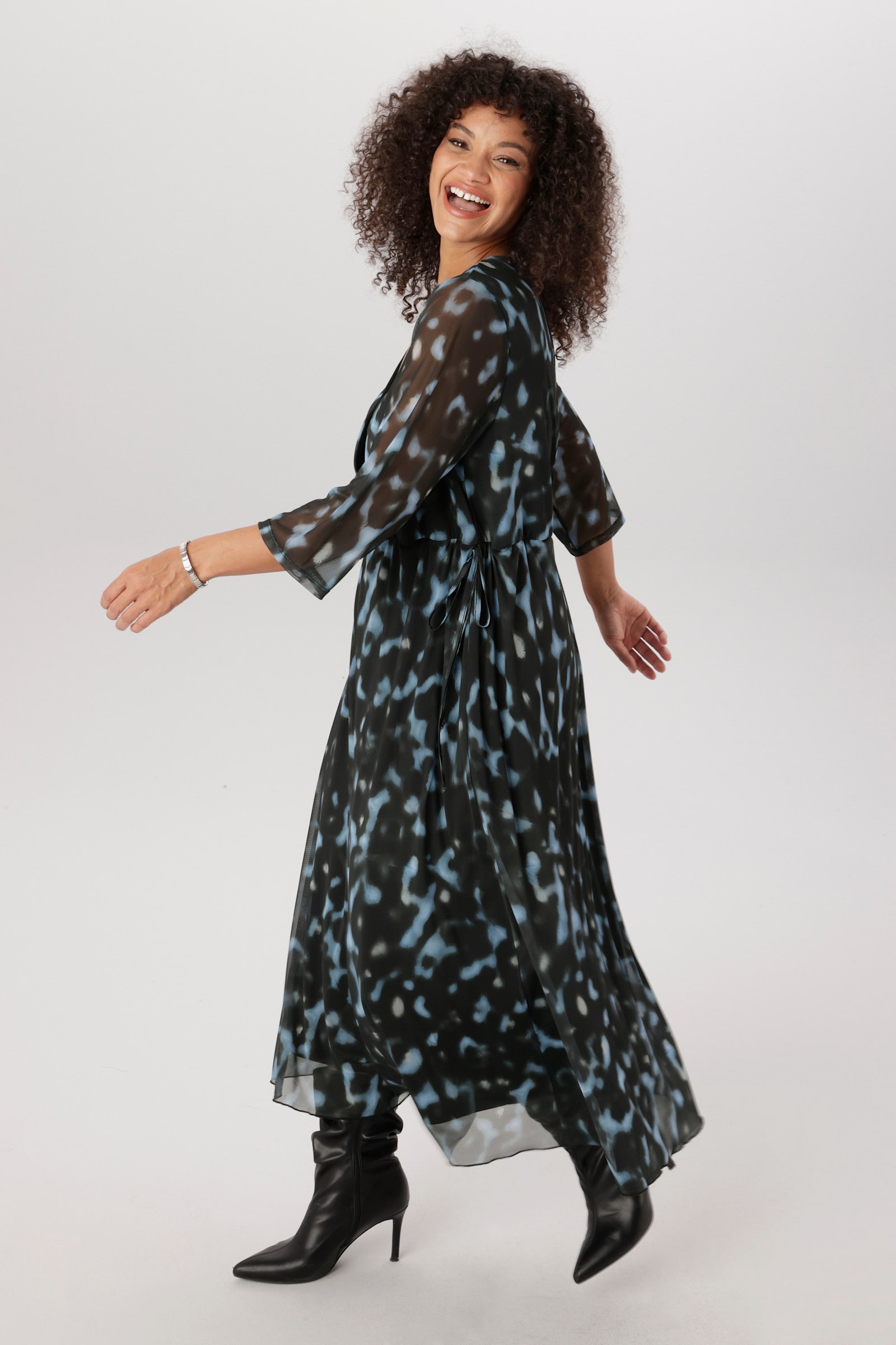Aniston PLUS Meshkleid - braun-hellblau-blau