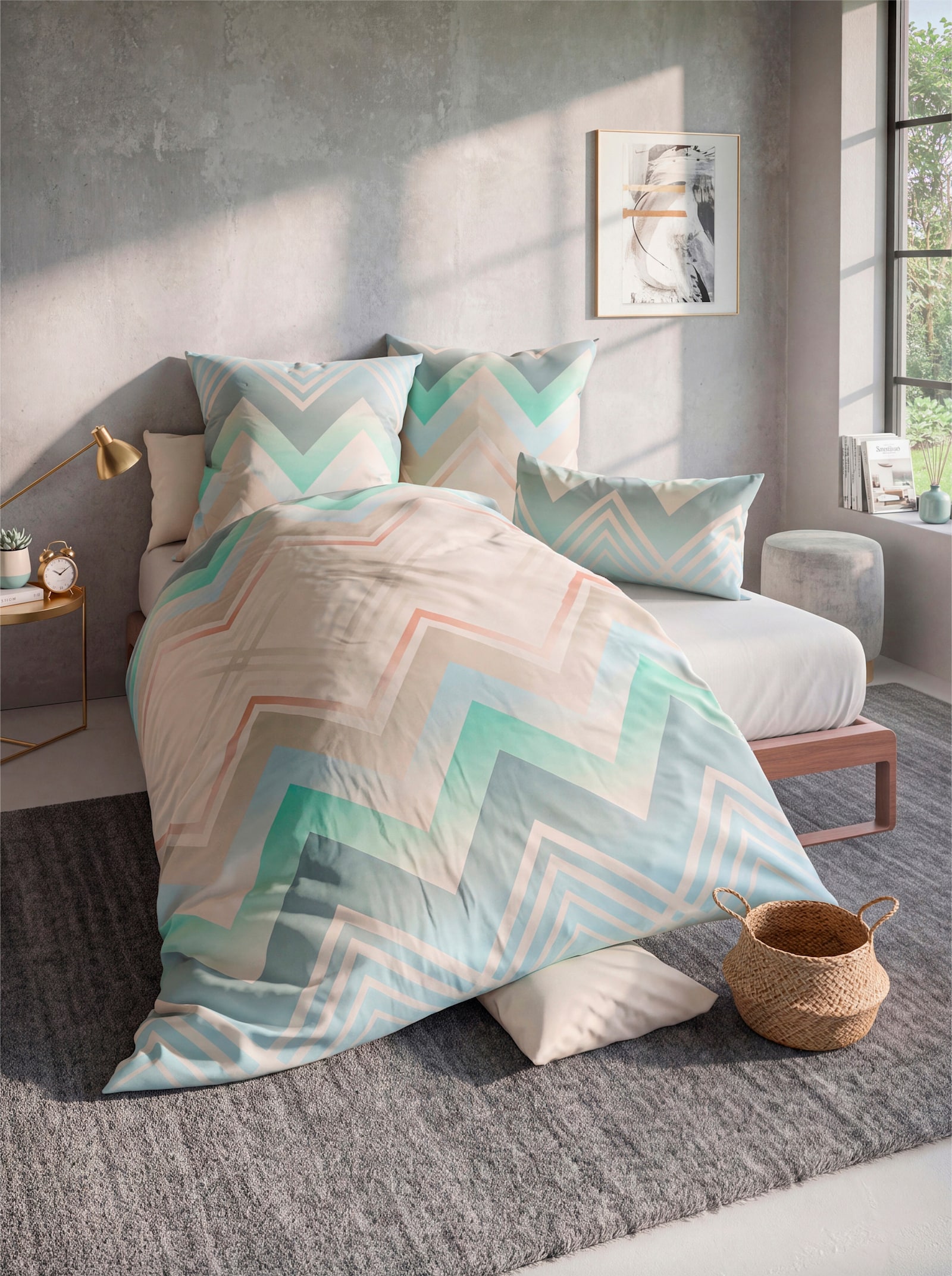 wäschepur Bettwäsche - jade-beige-bedruckt