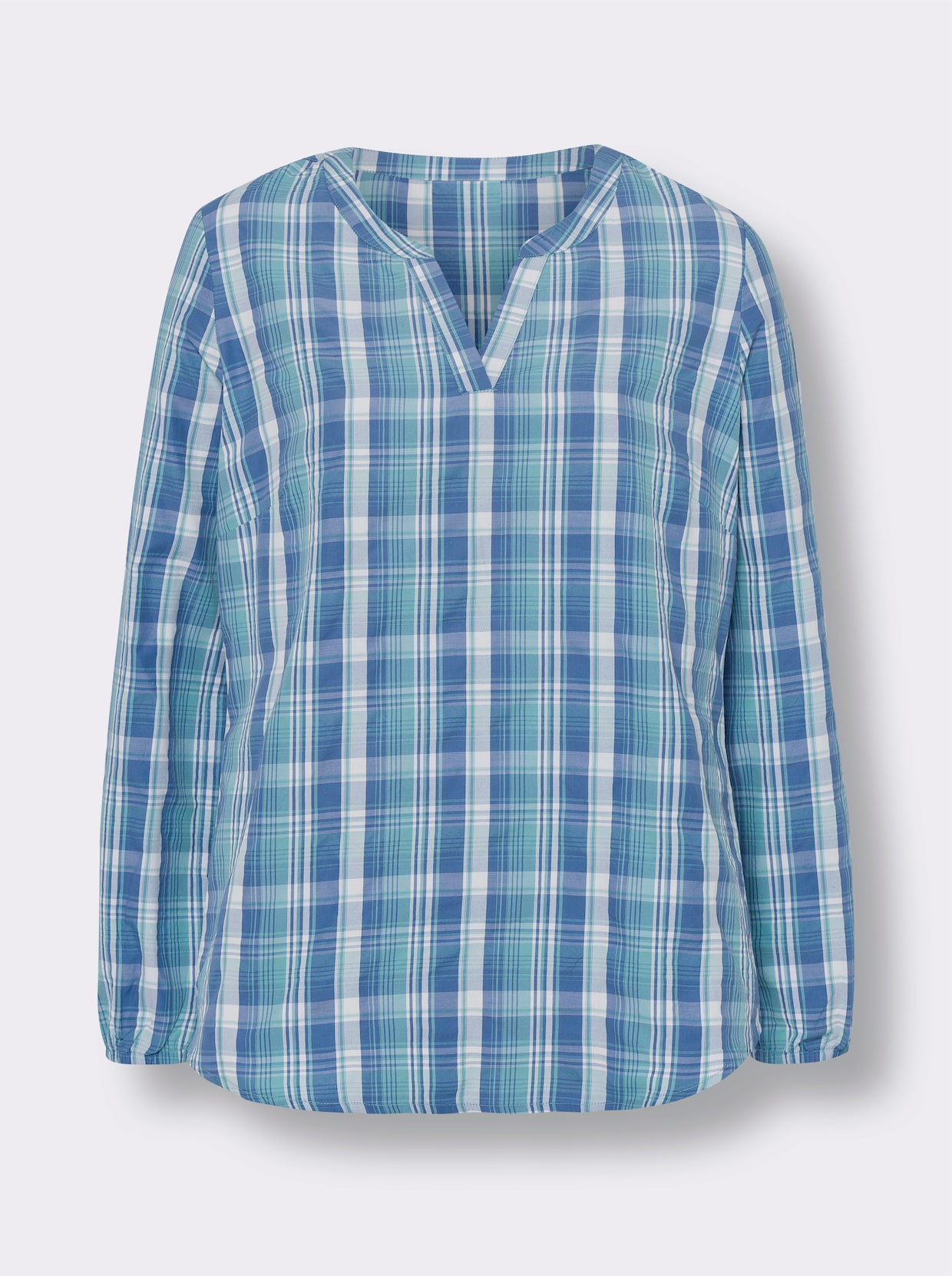 Geruite blouse - middenblauw/salie geruit