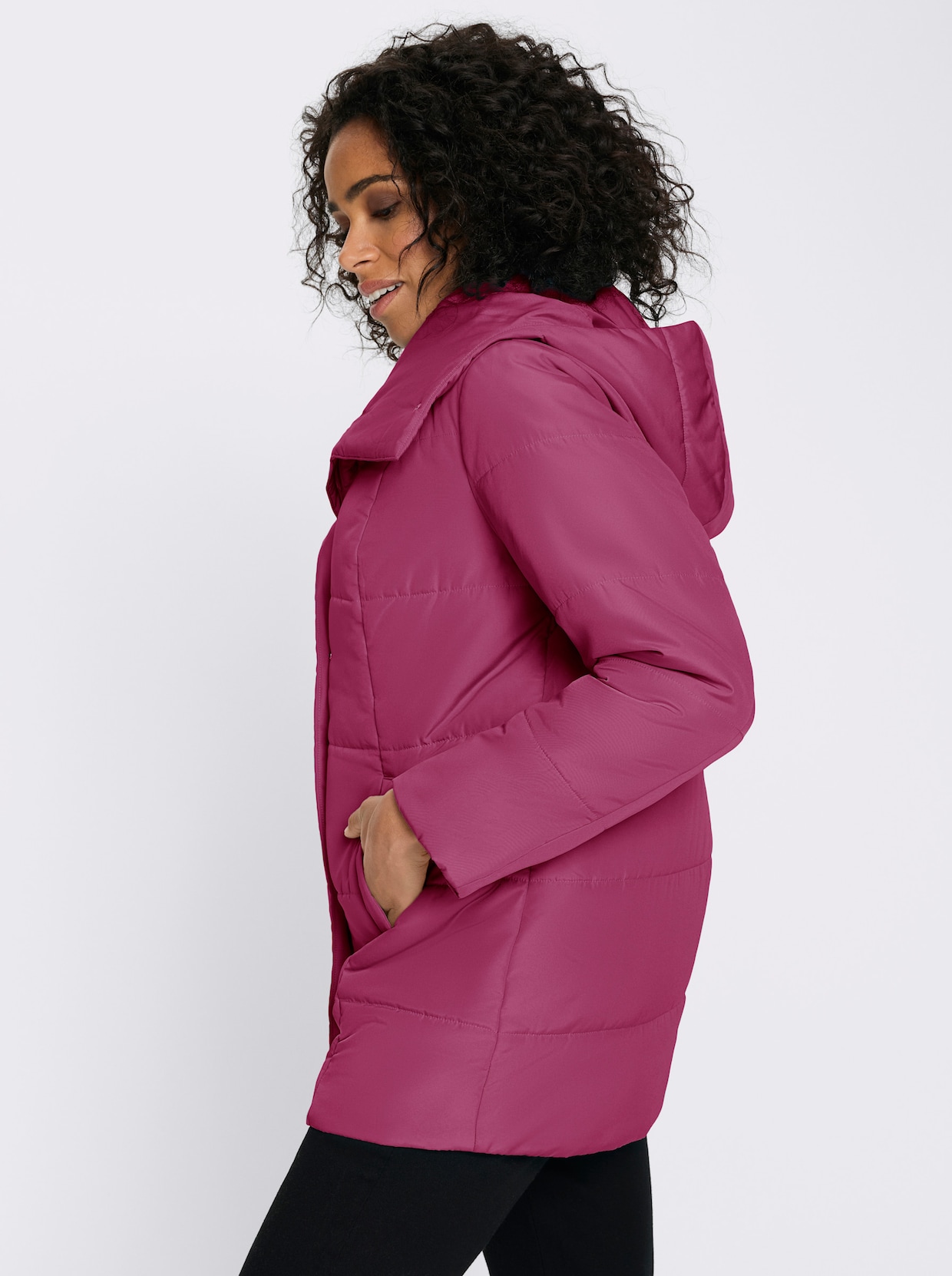 Gewatteerde jas met capuchon - malve