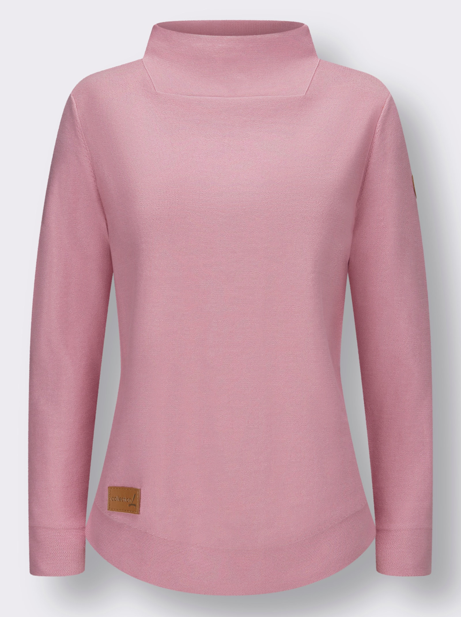 Stehkragenpullover mit Linksstrick-Muster - rosé
