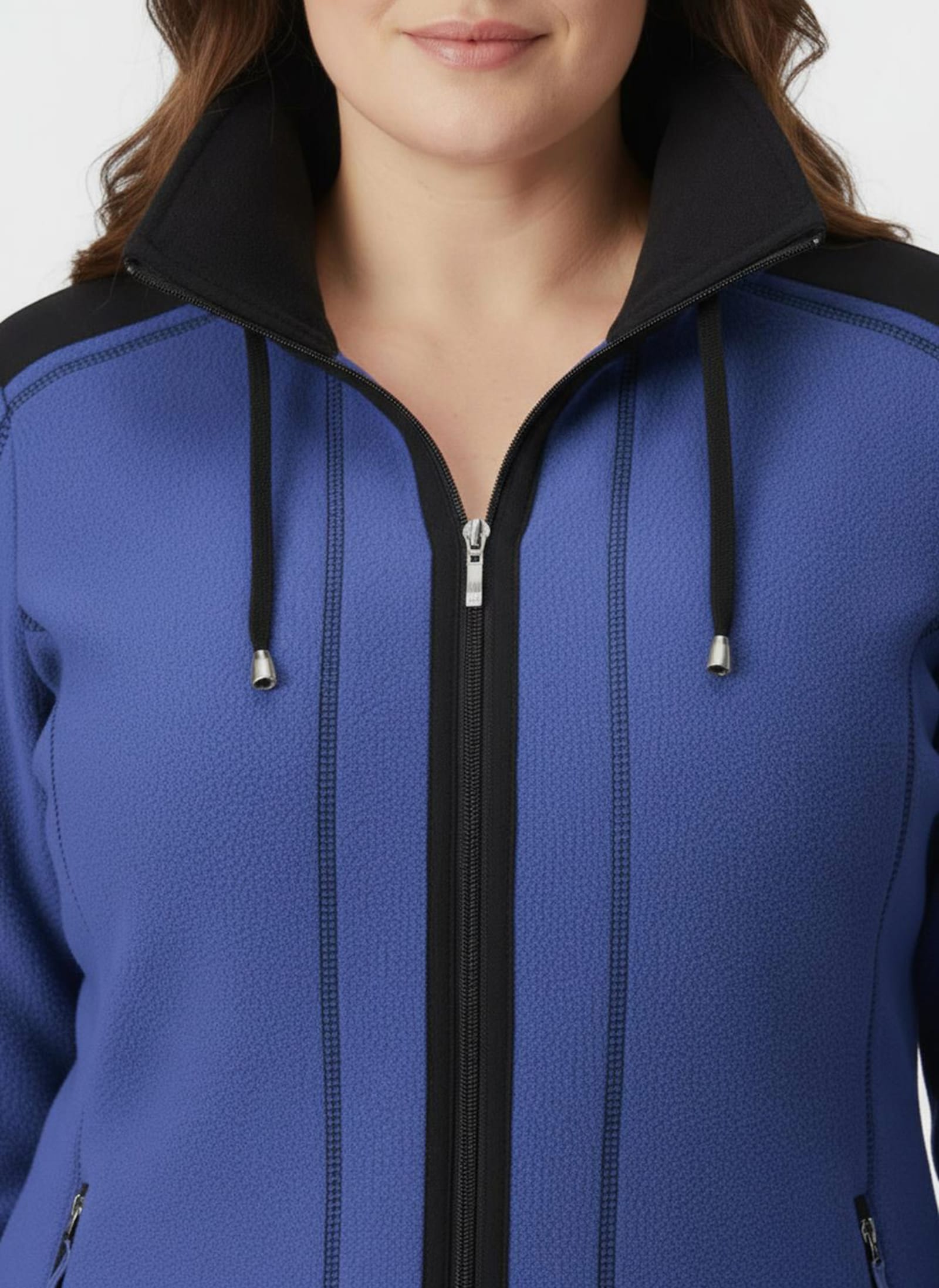 Fleecejacke mit Kontraststreifen - blau-schwarz