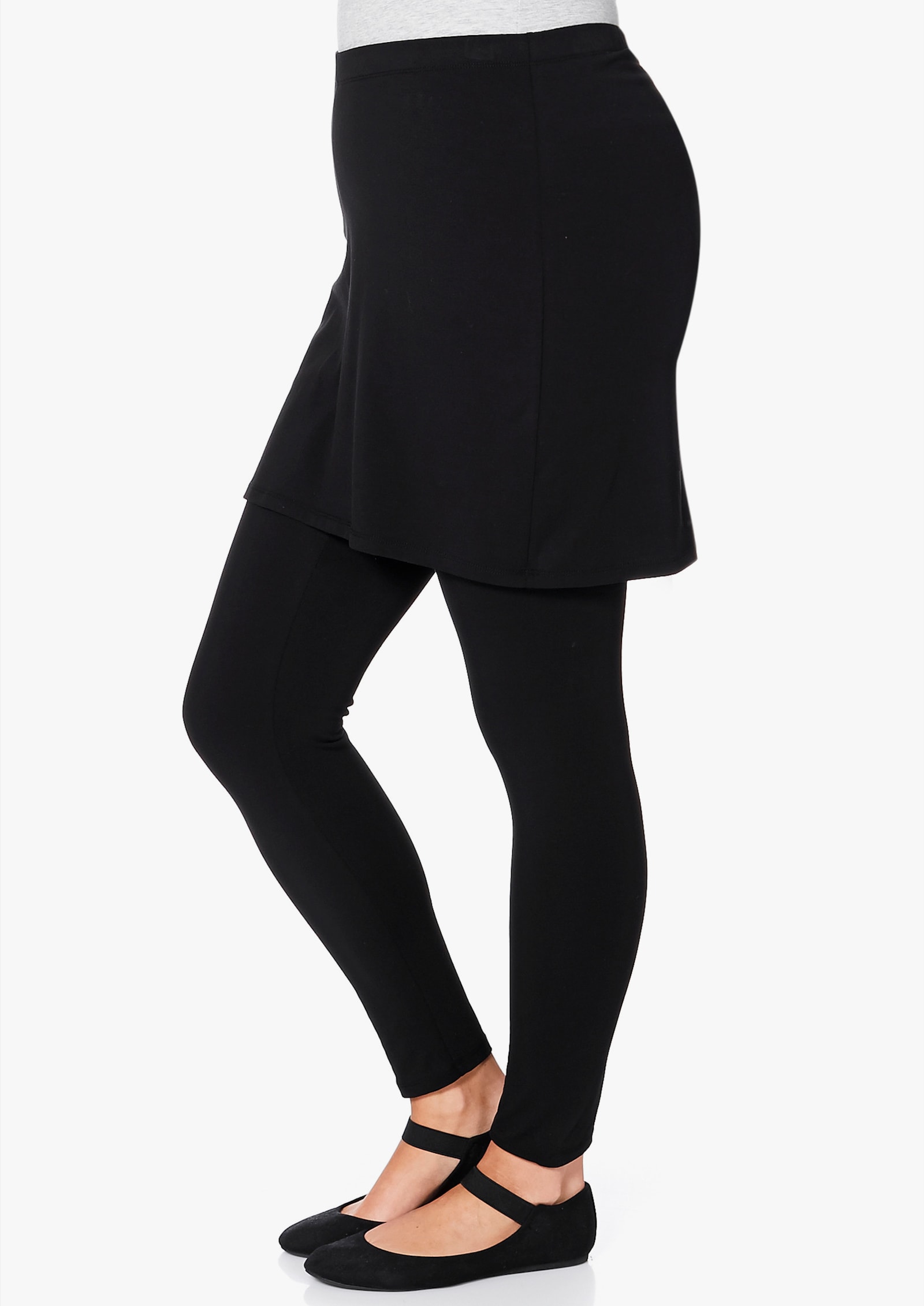 sheego by Joe Browns Leggings mit angesetztem Minirock - schwarz