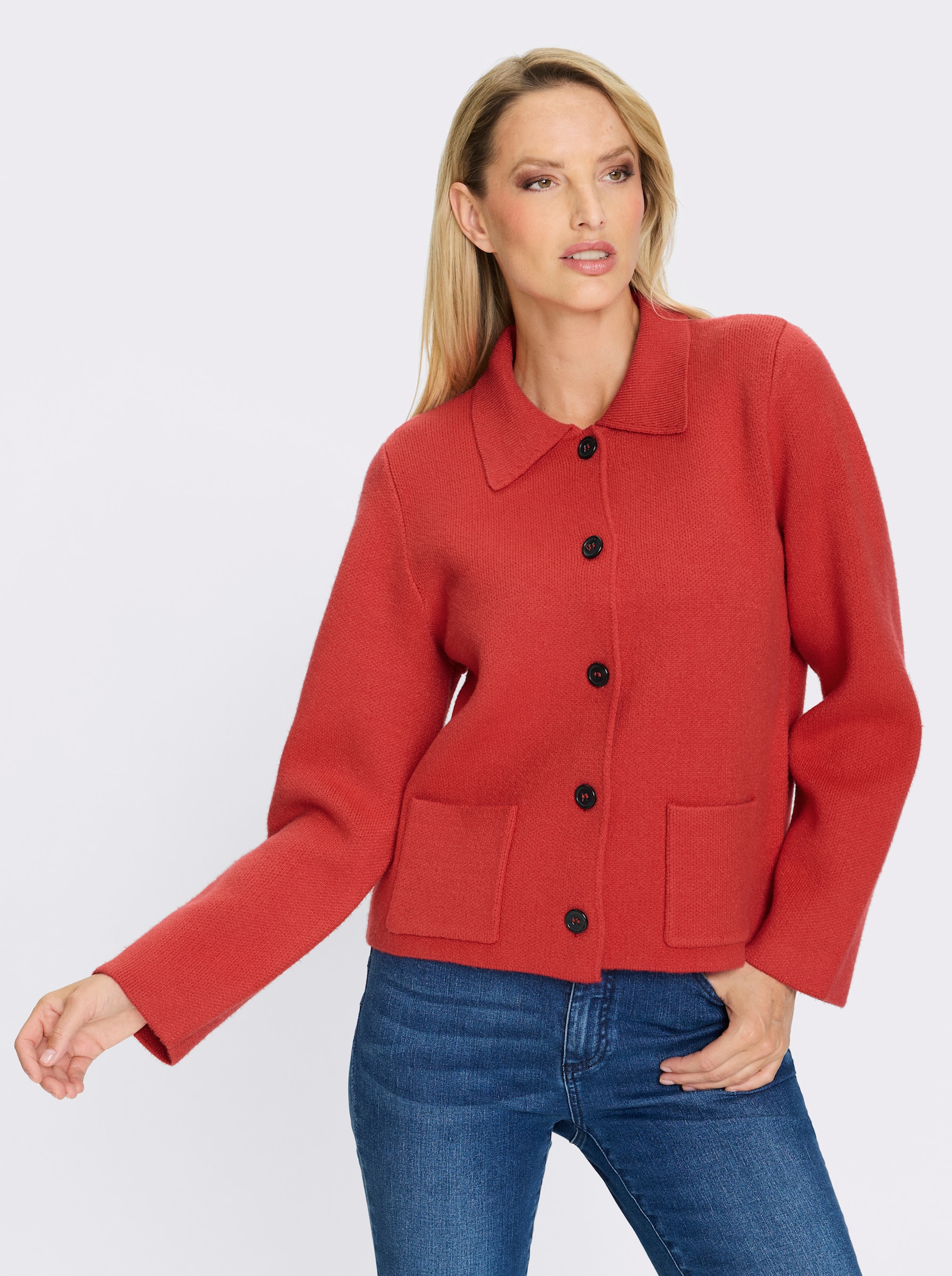 heine Cardigan mit aufgesetzten Taschen - erdbeere