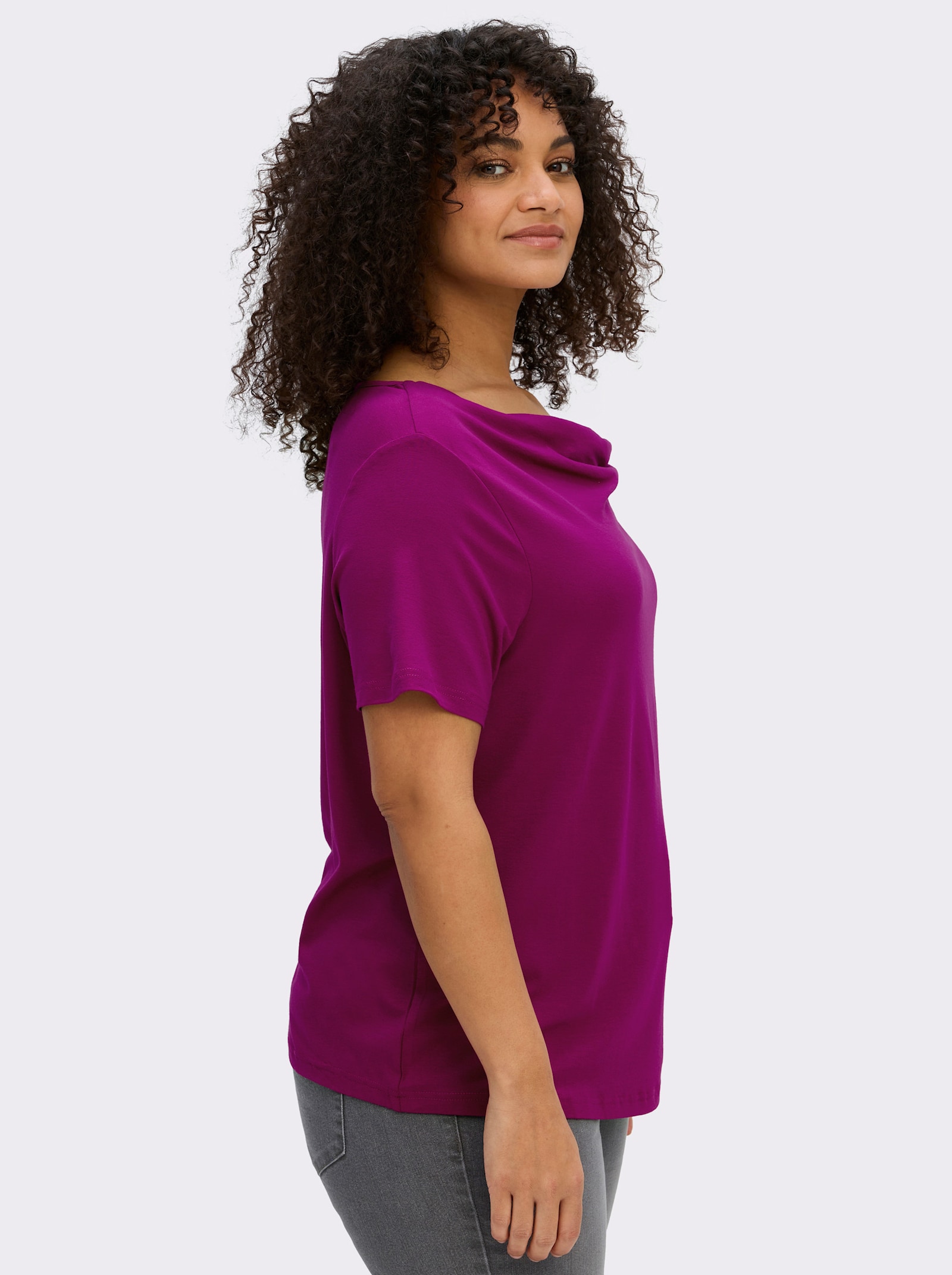 Wasserfallshirt mit kurzen Ärmeln - magenta