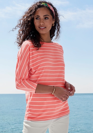 Vivance 3/4-Arm-Shirt - apricot, weiß