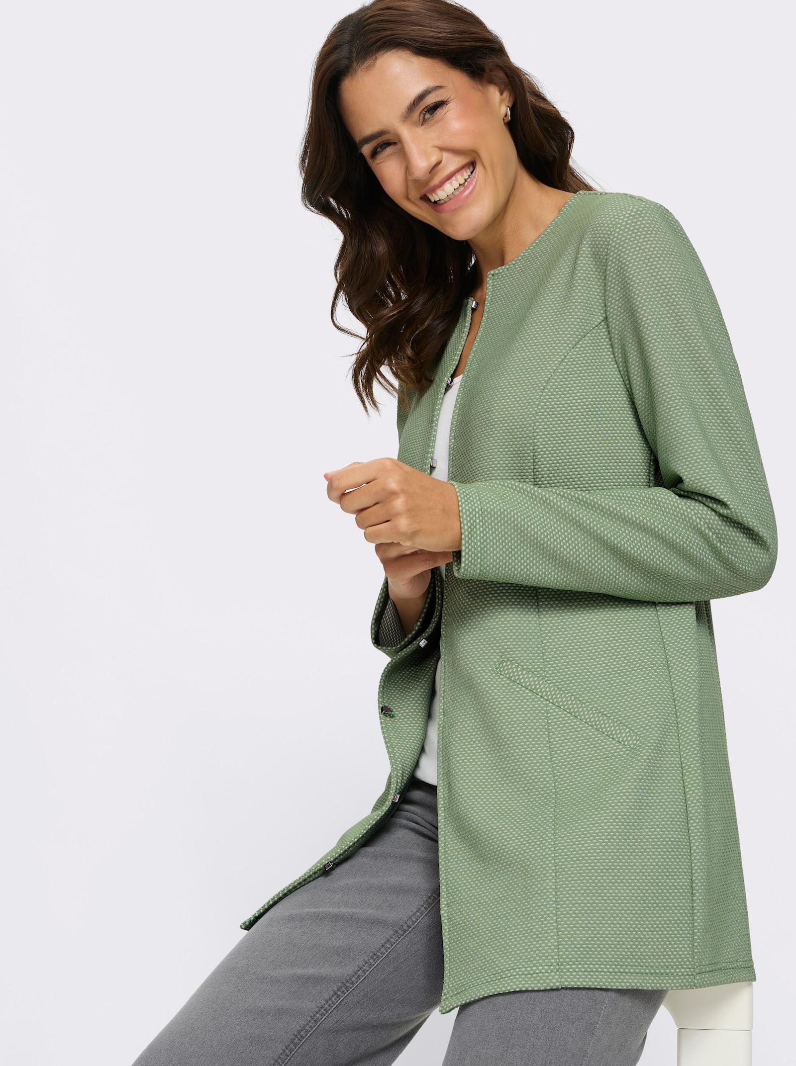 Shirtjacke in Struktur-Qualität - eucalyptus