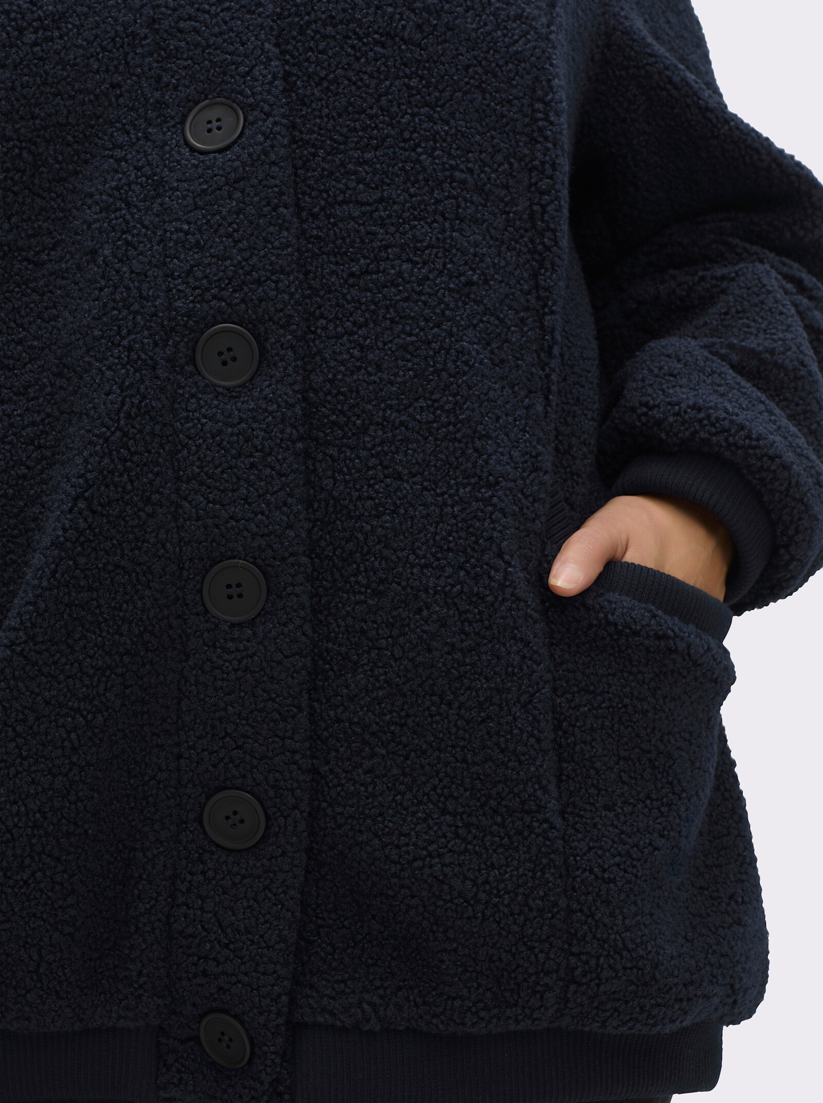 sheego Blouson aus Teddyfleece - tiefblau