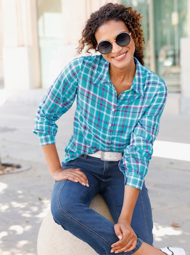 Geruite blouse - oceaan/donkerblauw geruit