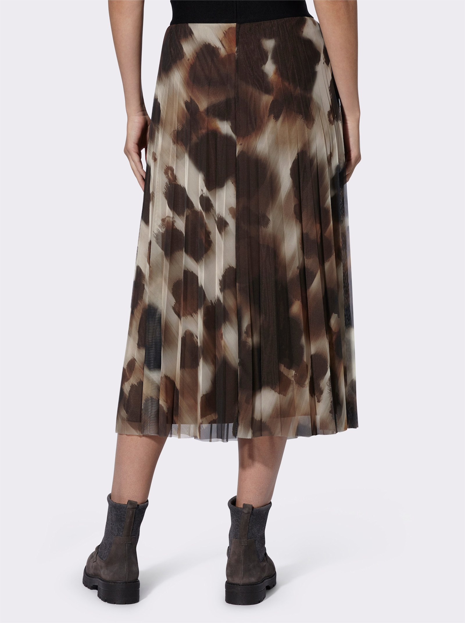 heine Meshrock mit Leo-Muster - schwarz-braun