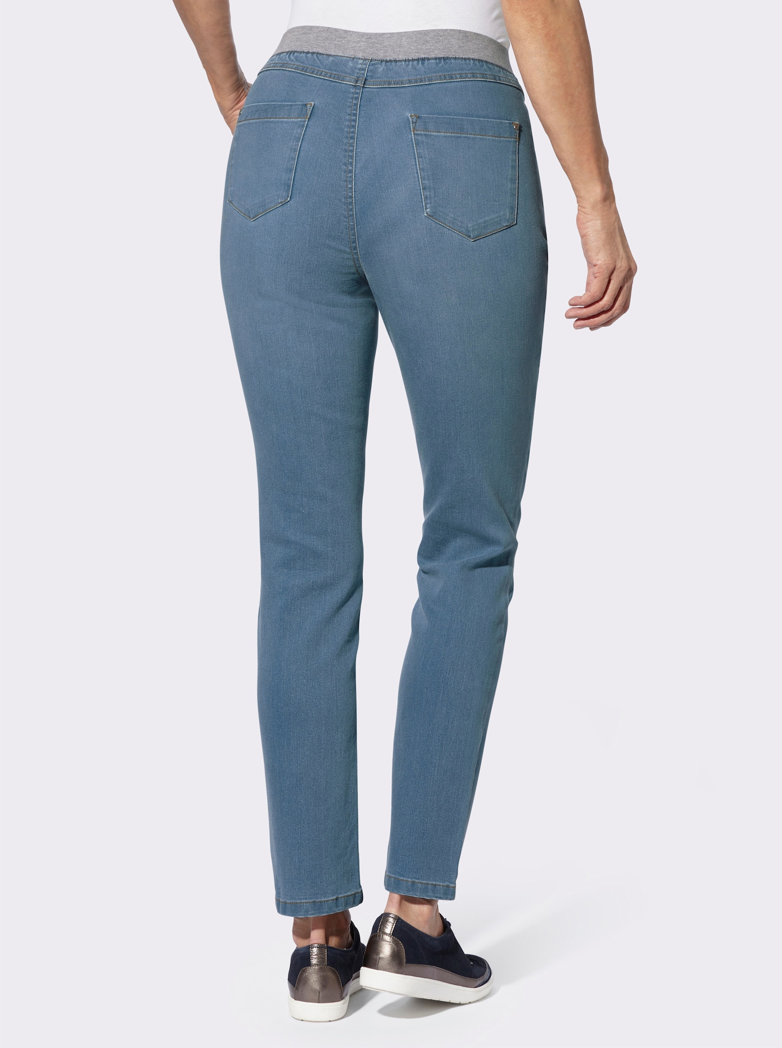 Jeans met jersey-comfortband - blue-bleached