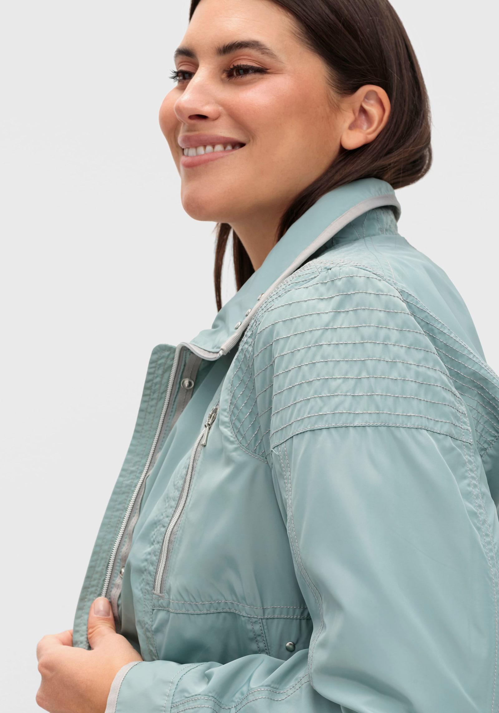 Parka mit silberfarbigen Details - jadegrün