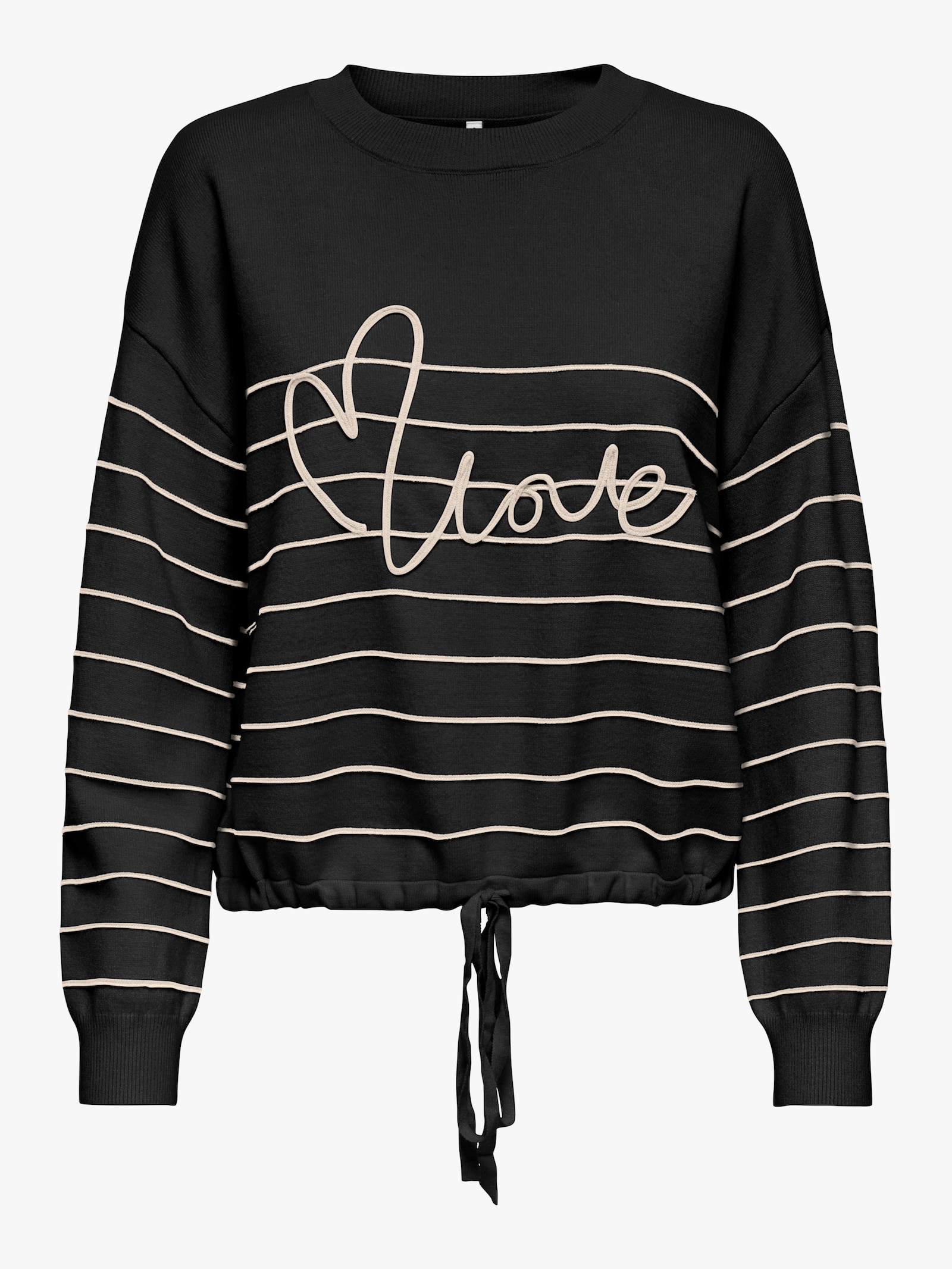 ONLY CARMAKOMA Rundhalspullover - black detail:whitecap gray mel stripe/love