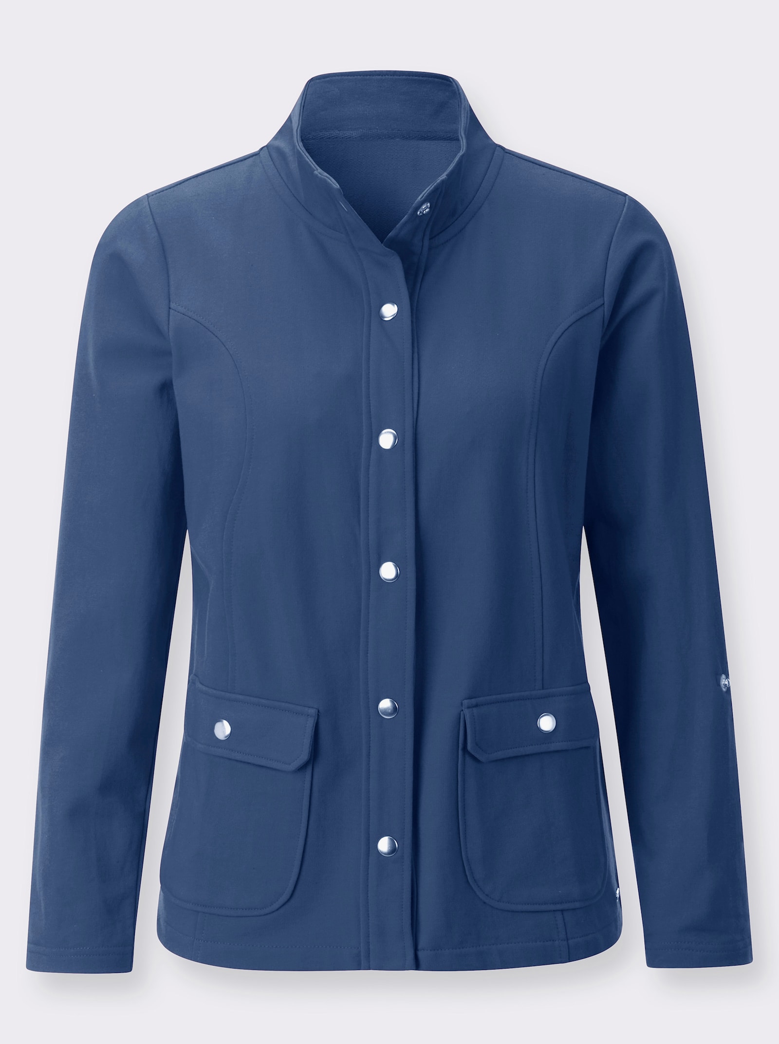 Shirtjacke mit Druckknopf-Verschluss - jeansblau