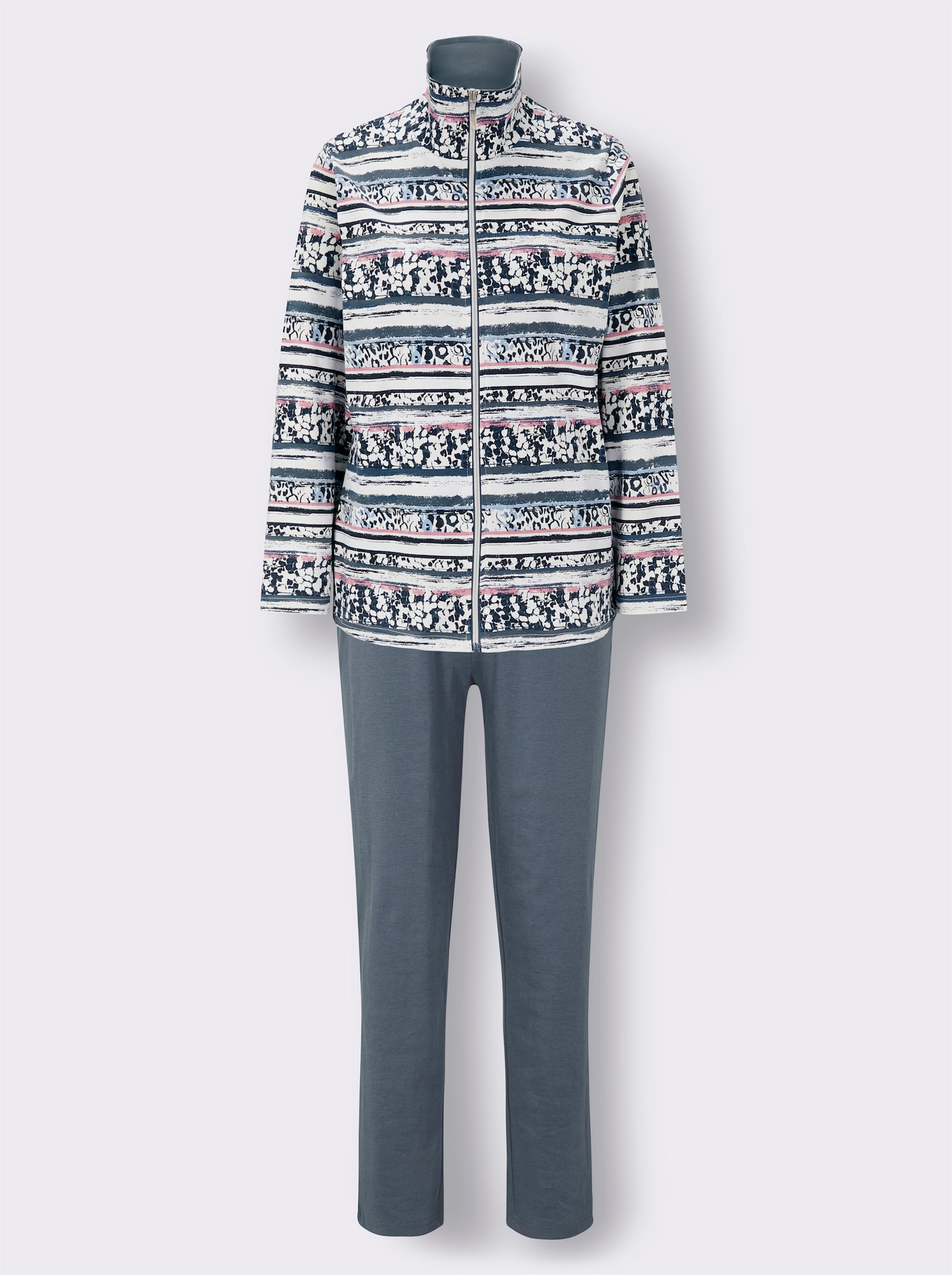 feel good Hausanzug in Interlock-Qualität - rauchblau-gemustert